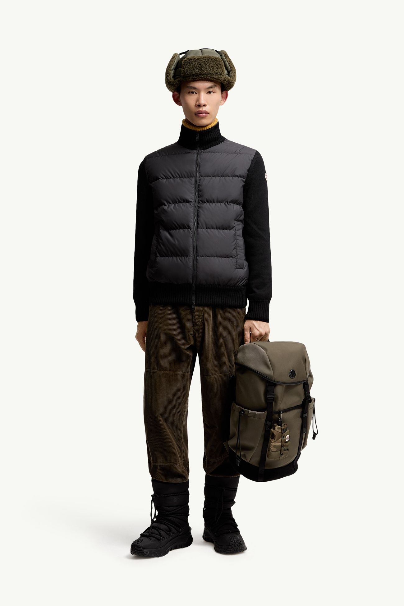 Padded Wool Zip-Up Cardigan Men Black Moncler 0