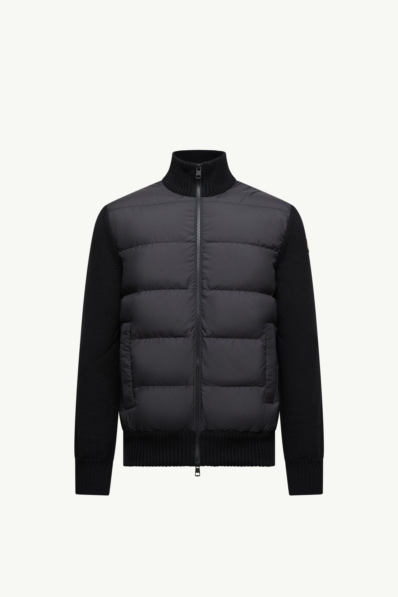 Wattierte Strickjacke aus Wolle mit Reißverschluss Herren Schwarz Moncler 2