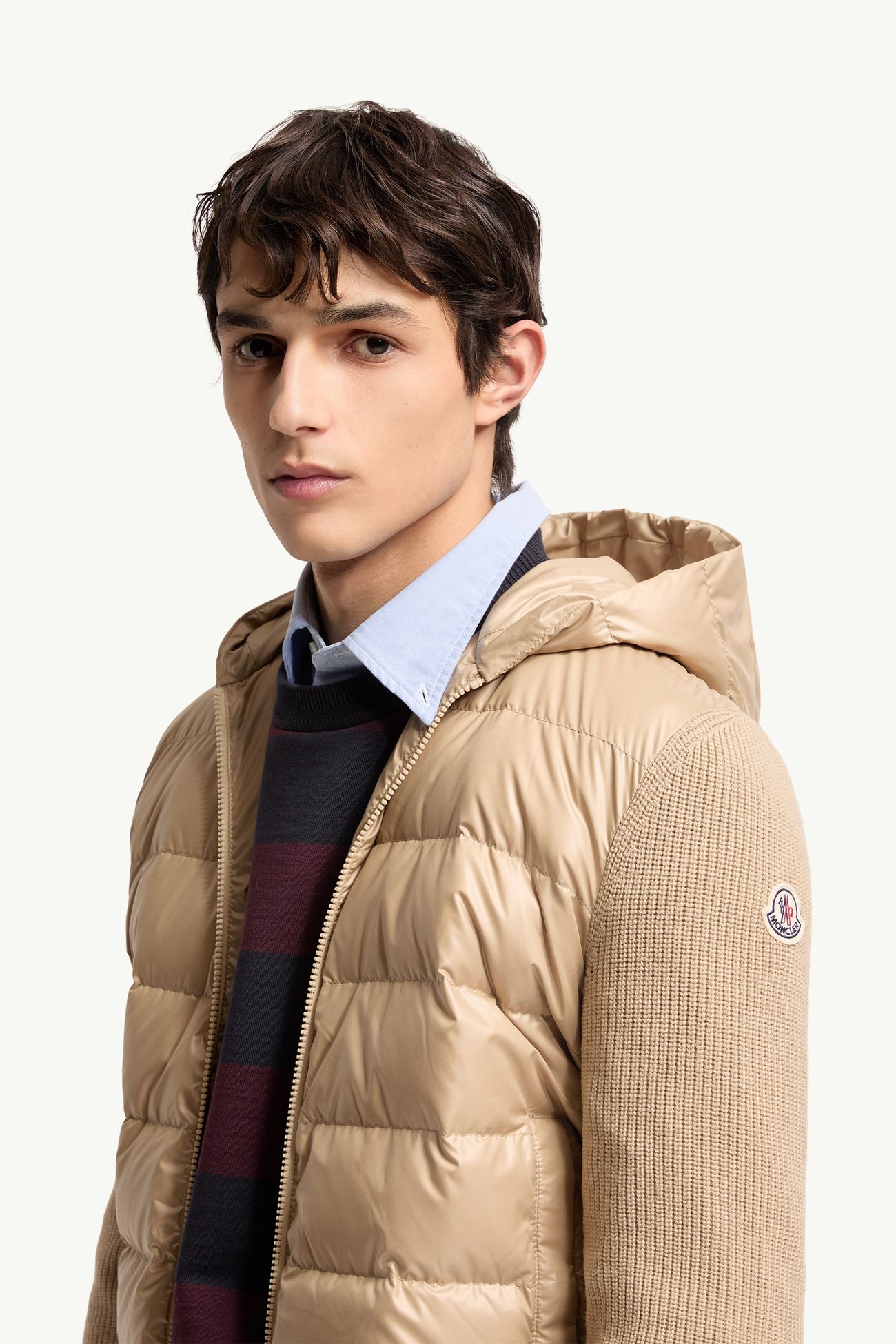 男士加衬羊毛拉链连帽卫衣 男士 浅米色 Moncler 1