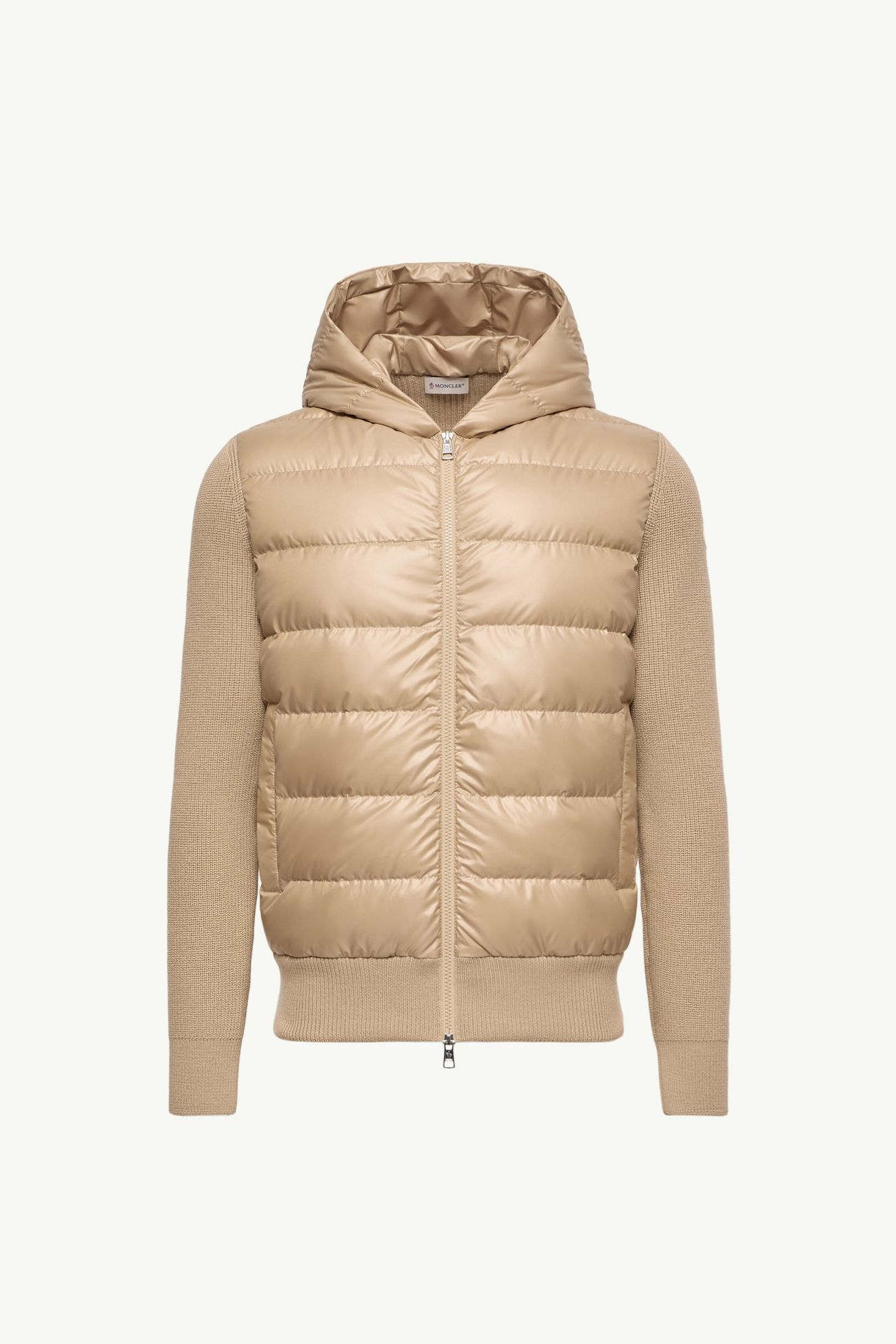 Wattierter Kapuzenpullover aus Wolle mit Reißverschluss Herren Hellbeige Moncler 2