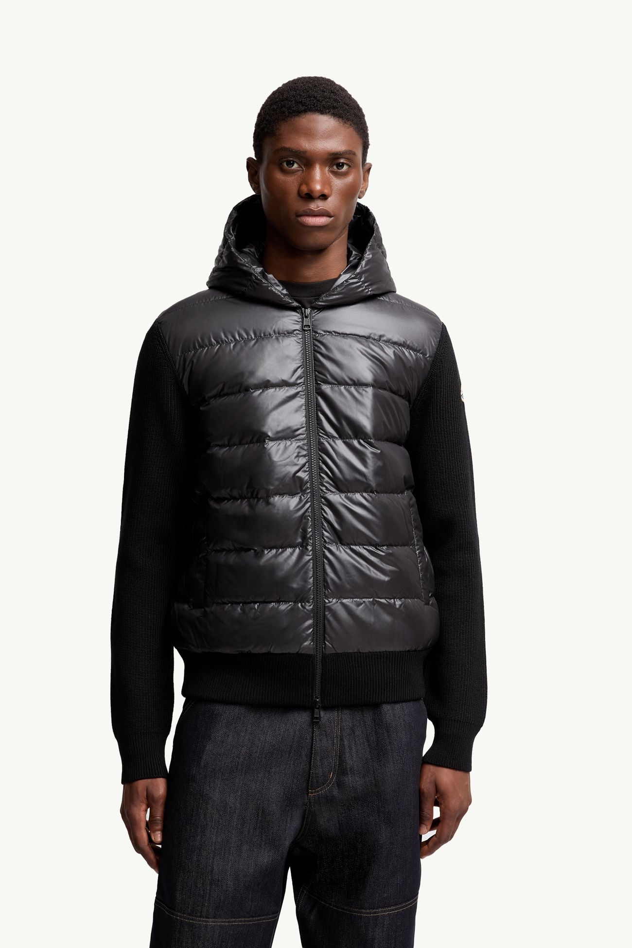 Padded Wool Zip-Up Hoodie Men Black Moncler 3