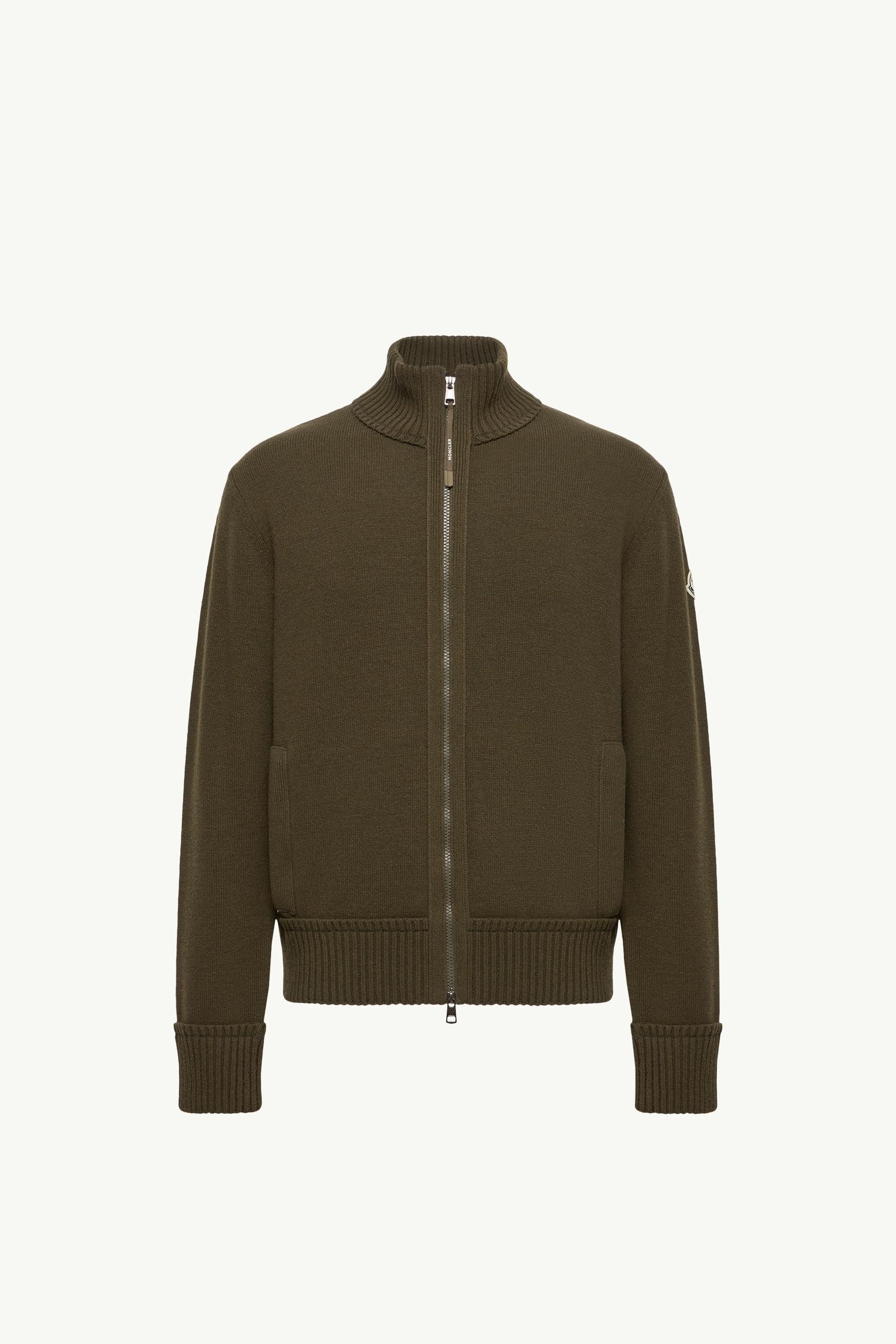 Strickjacke aus Kaschmir und Wolle mit Reißverschluss Herren Olivgrün Moncler, 1 of 0