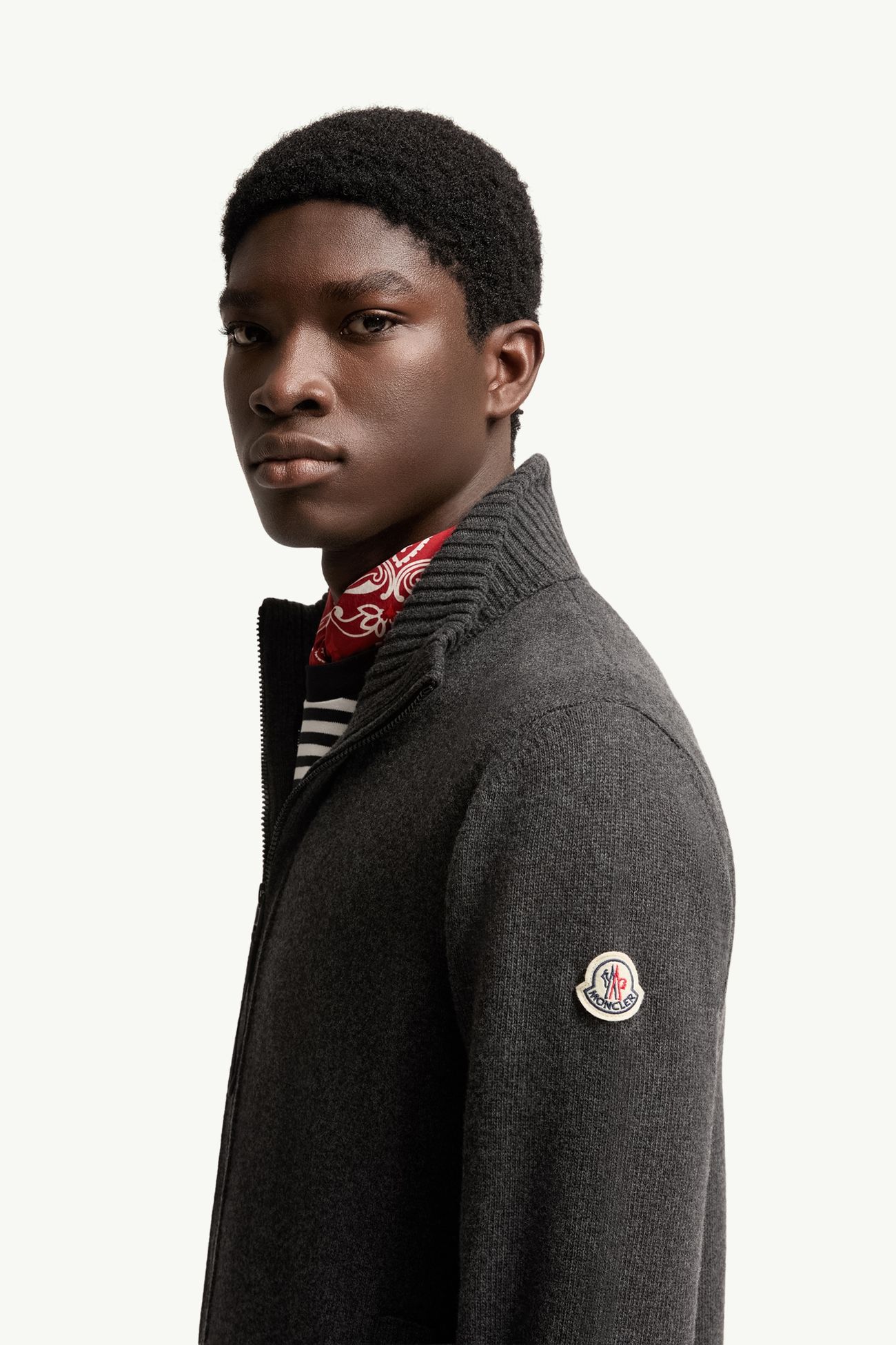 Cashmere & Wool Zip-Up Cardigan Men Black Moncler 1