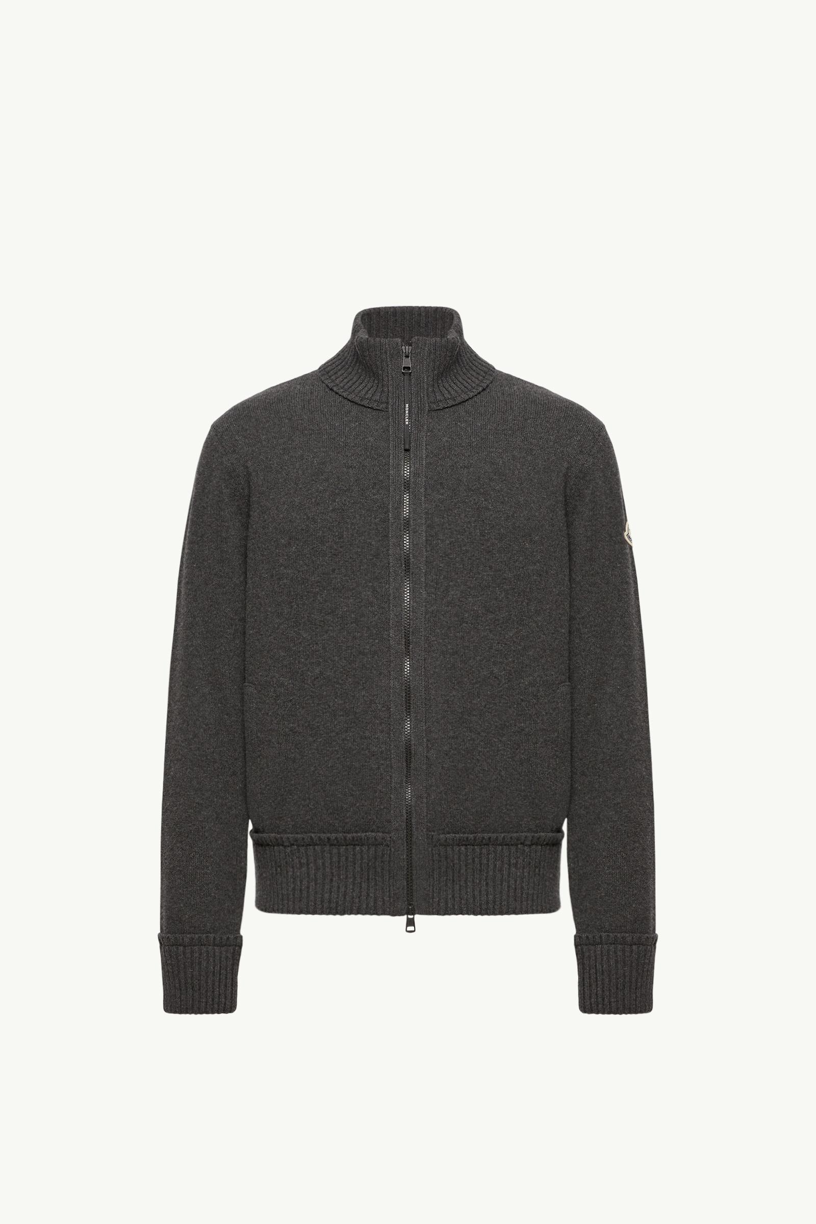 Strickjacke aus Kaschmir und Wolle mit Reißverschluss Herren Schwarz Moncler, 1 of 0