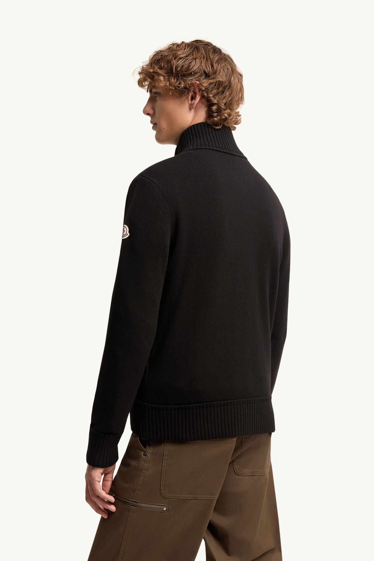 Cardigan zippé en laine et cachemire Hommes Noir Moncler 4