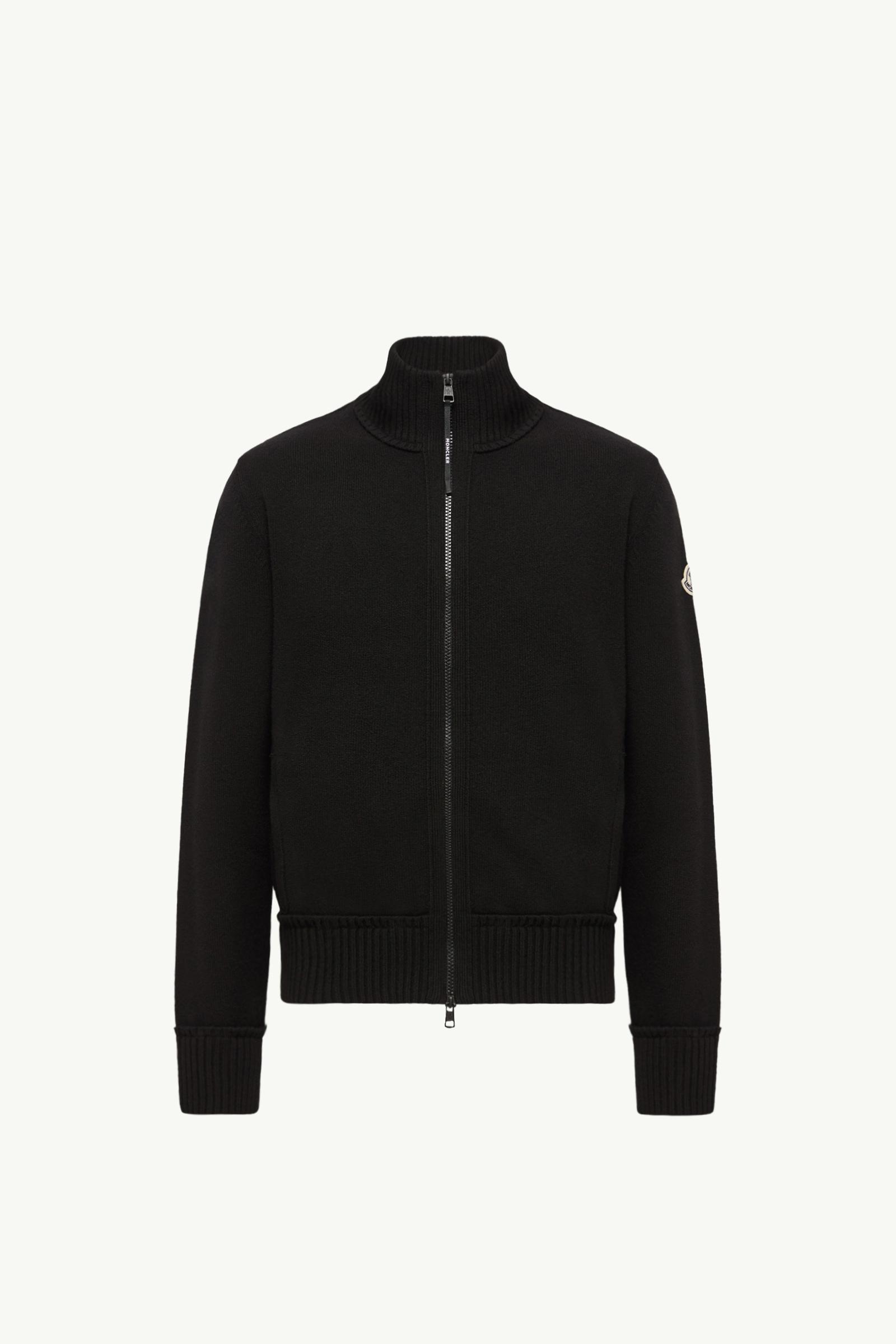 Cardigan zippé en laine et cachemire Hommes Noir Moncler, 1 of 0