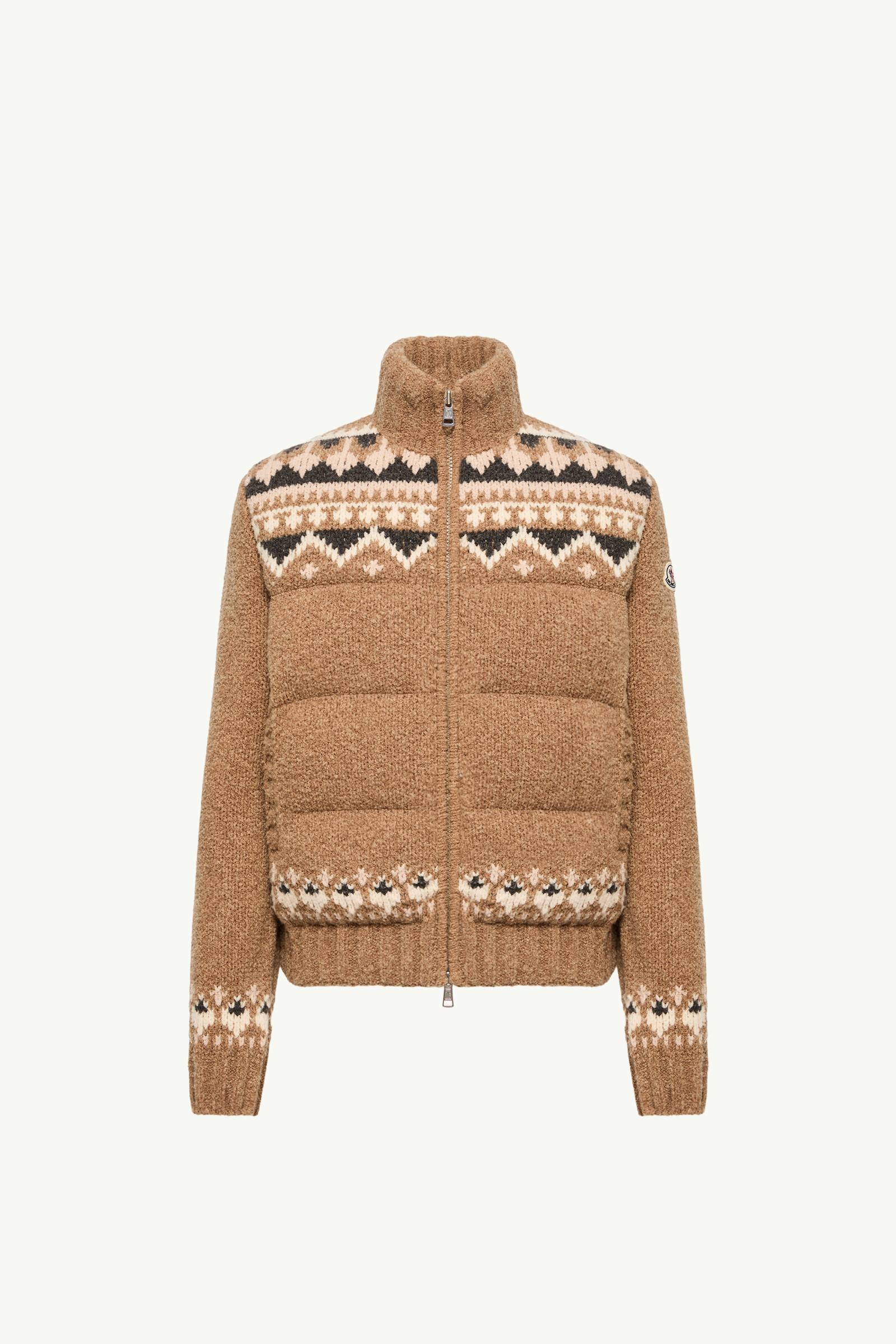 Geometric Bouclé Down Cardigan Men Light Brown Moncler, 1 of 0