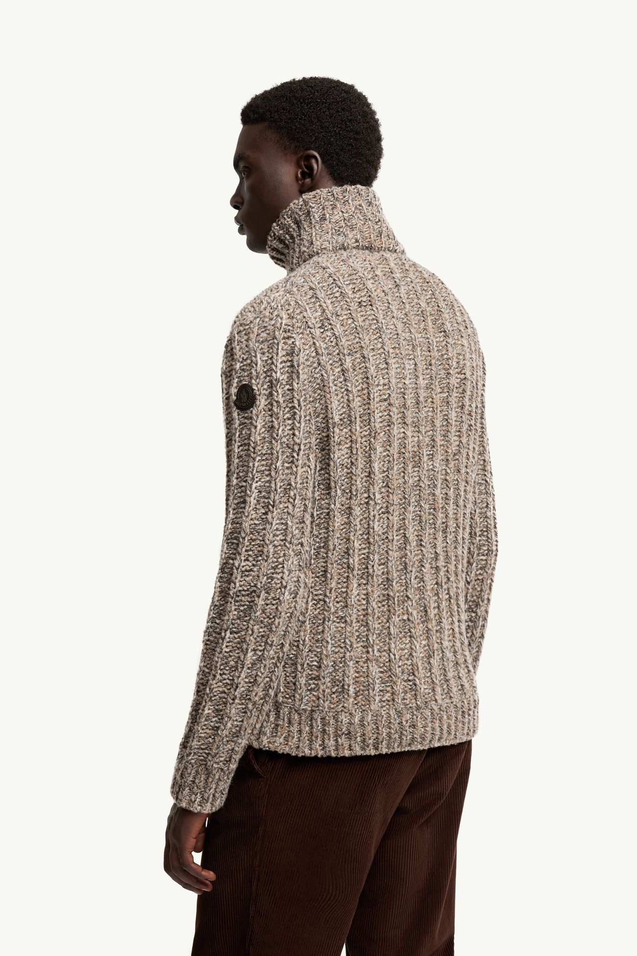 羊毛混紡毛圈布拉鏈開襟毛衣 男士 灰色 Moncler 4