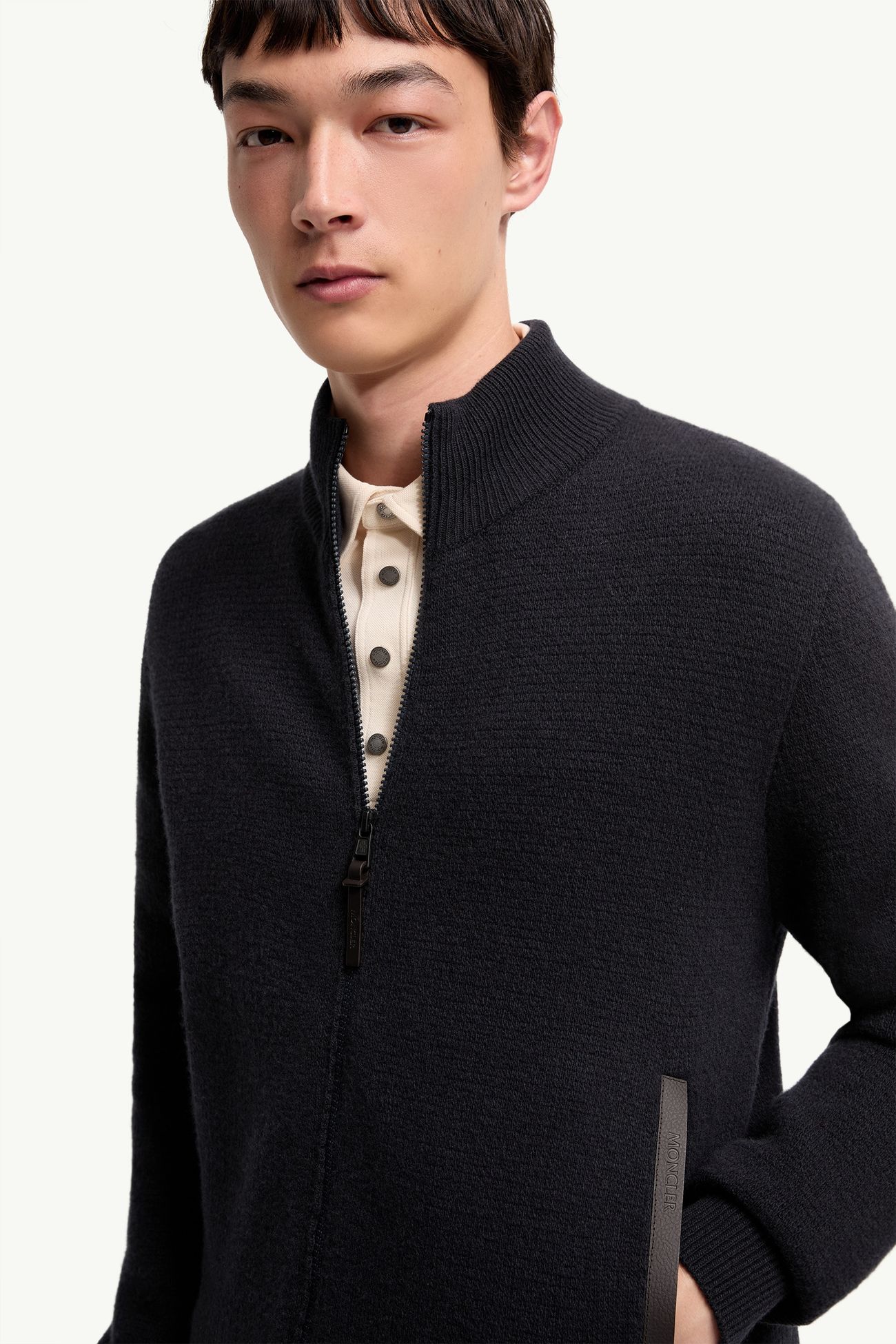 男士羊毛和山羊绒混纺拉链开衫 男士 深蓝色 Moncler 5