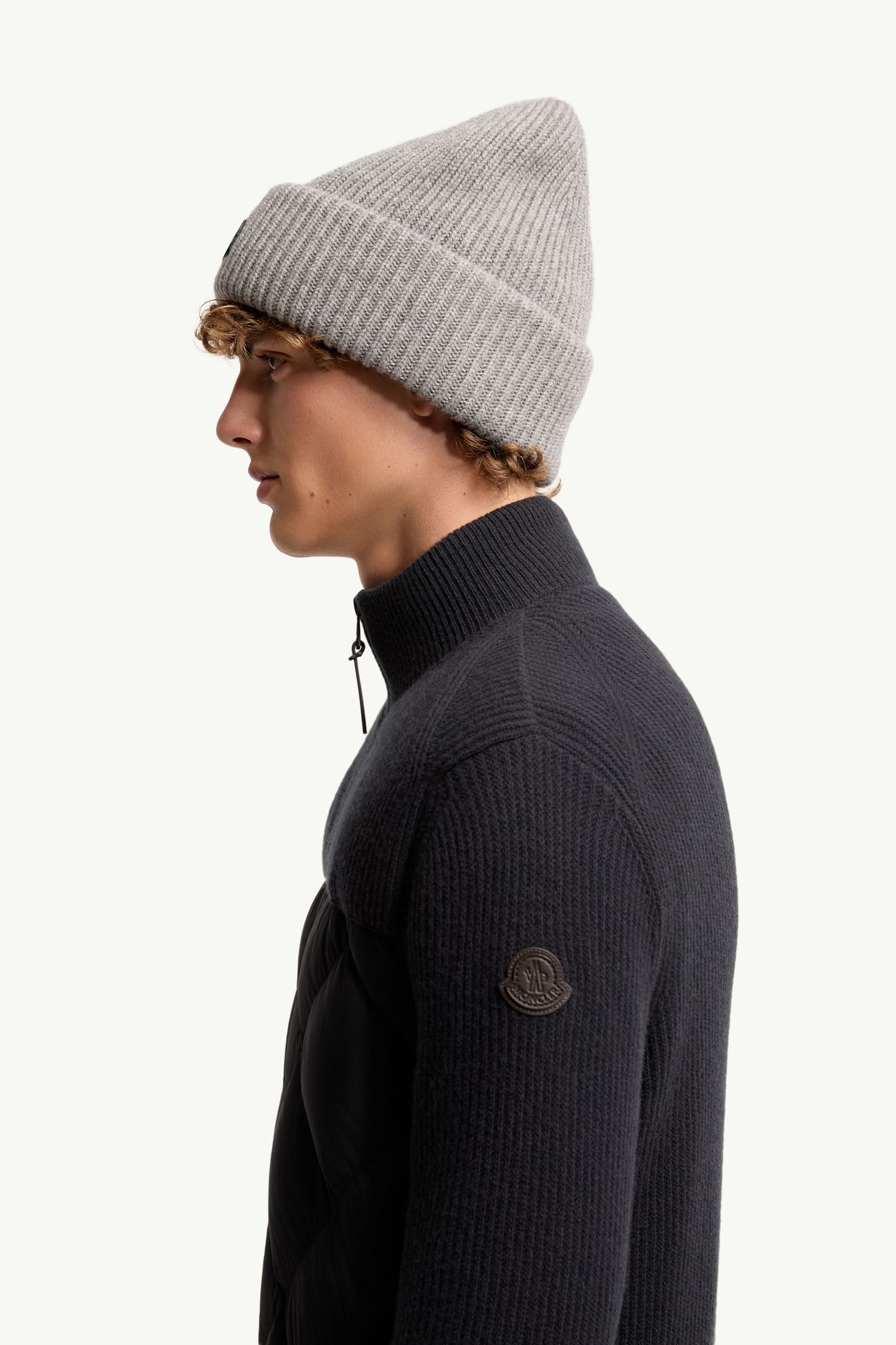 Daunen-Strickjacke aus Wolle und Kaschmir Herren Dunkelblau Moncler 1