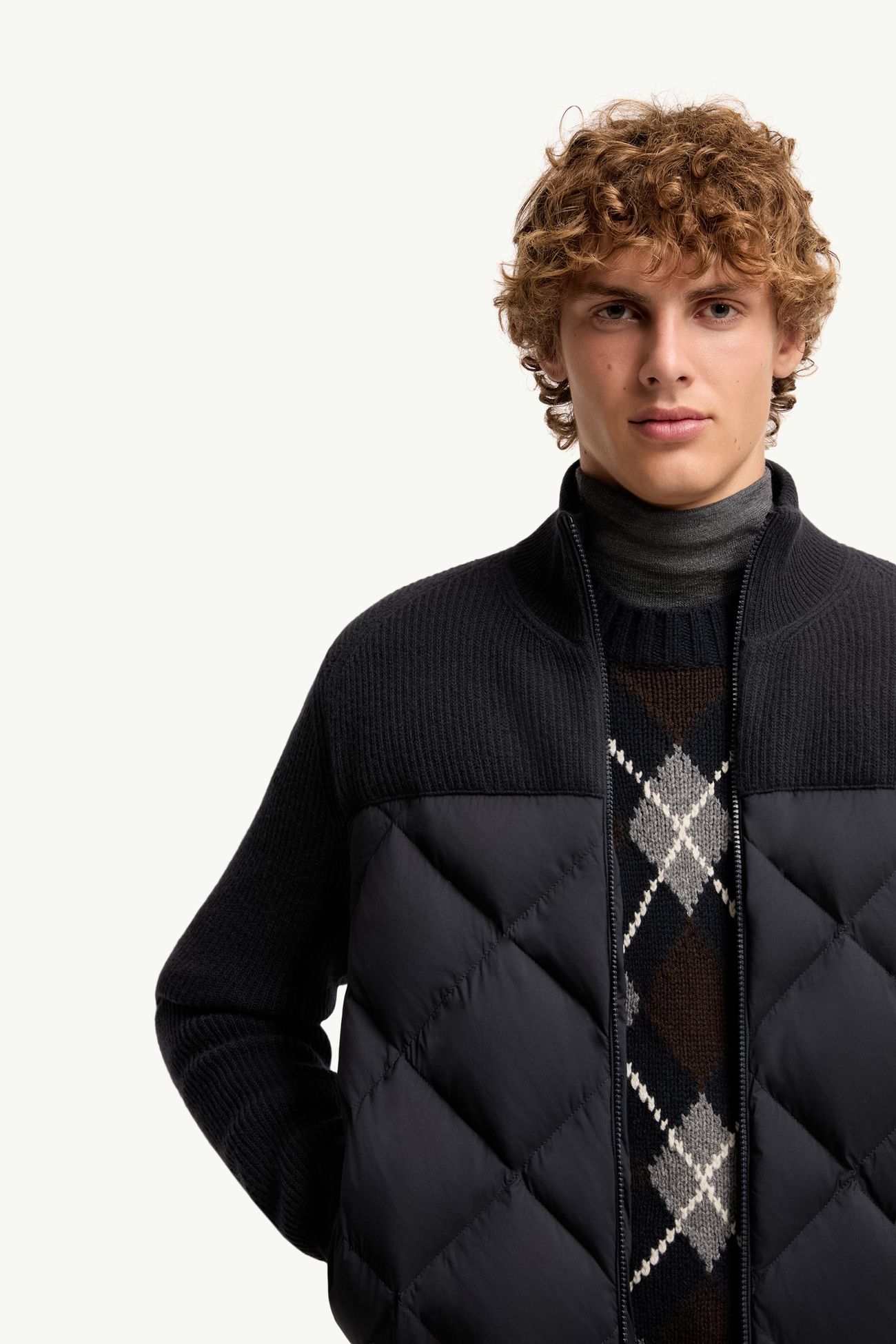 Wool-Cashmere Down Cardigan Men Dark Blue Moncler 5