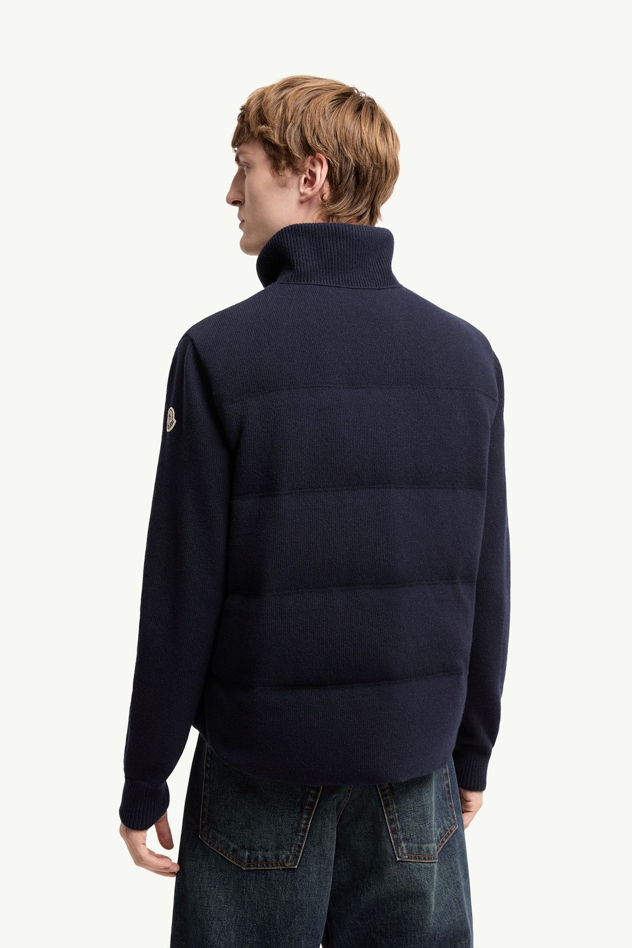 Wool & Cashmere Blend Cardigan Men Navy Blue Moncler 4
