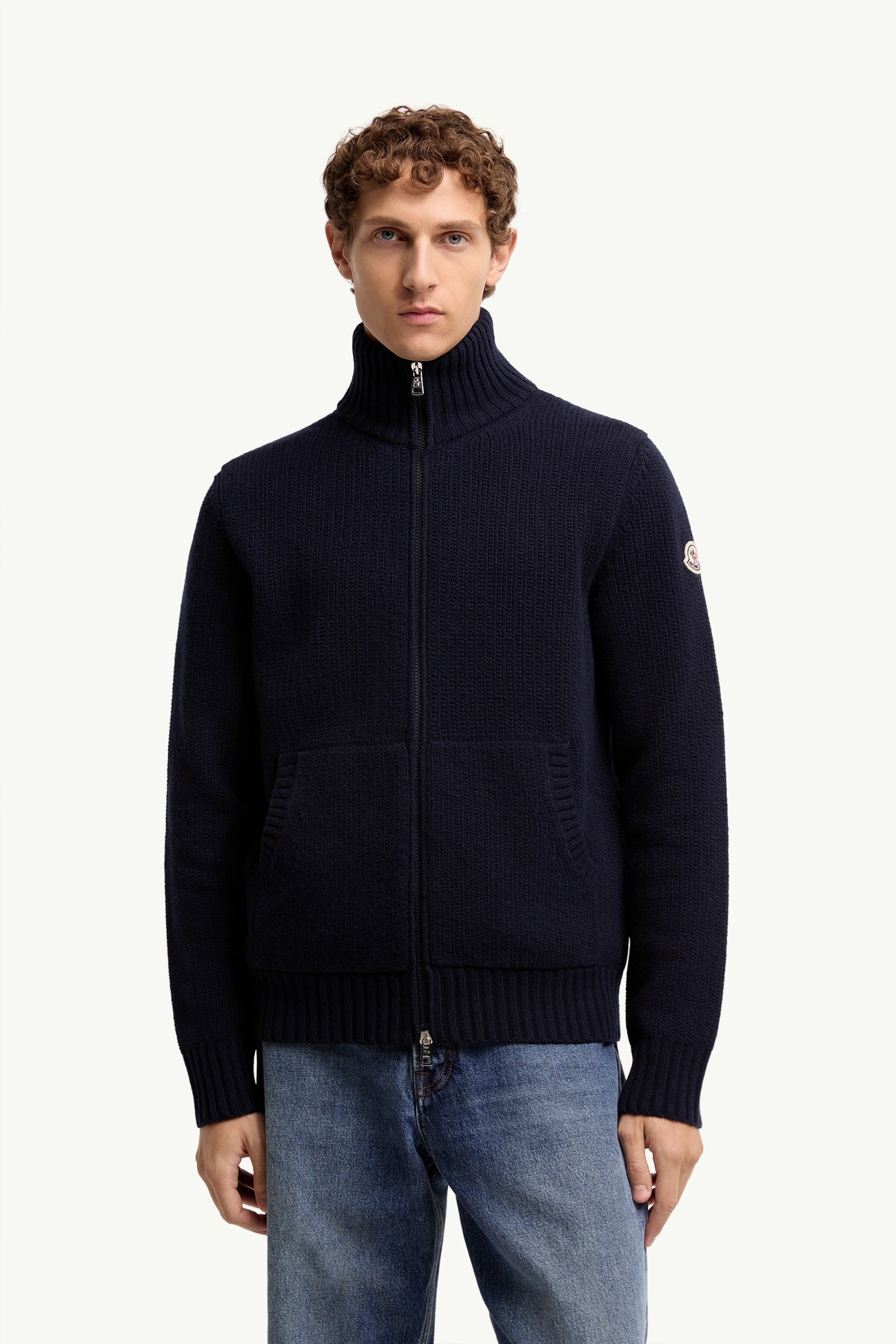 Wool & Cashmere Blend Cardigan Men Navy Blue Moncler 3