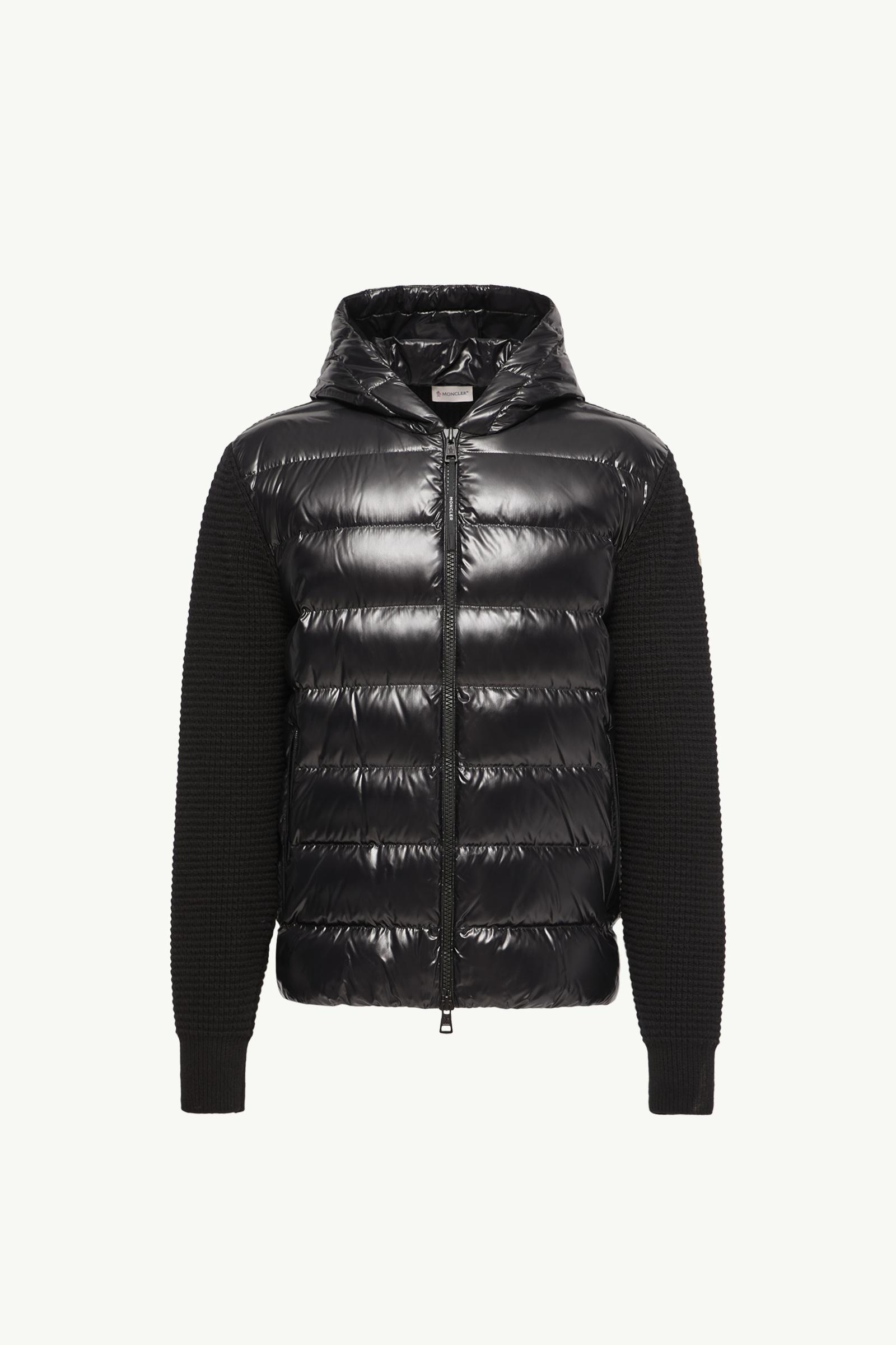 Cardigan matelassé zippé en laine et cachemire mélangés Hommes Noir Moncler, 1 of 0