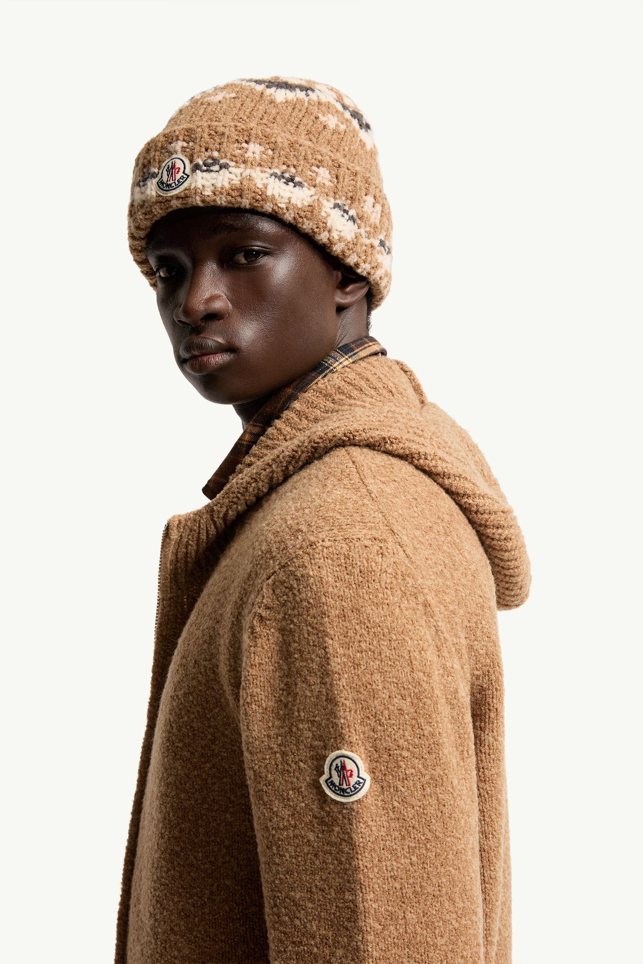부클레 울 혼방 집업 후디 남성 베이지 Moncler 1