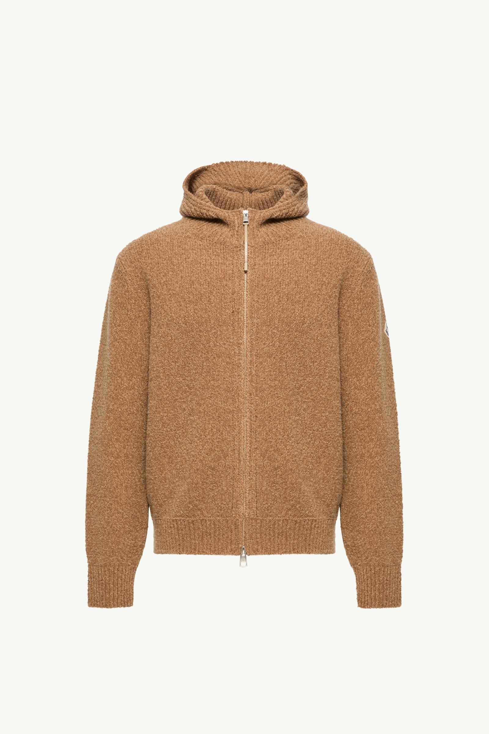 Kapuzenpullover mit Reißverschluss aus Bouclé-Wolle Herren Beige Moncler, 1 of 0
