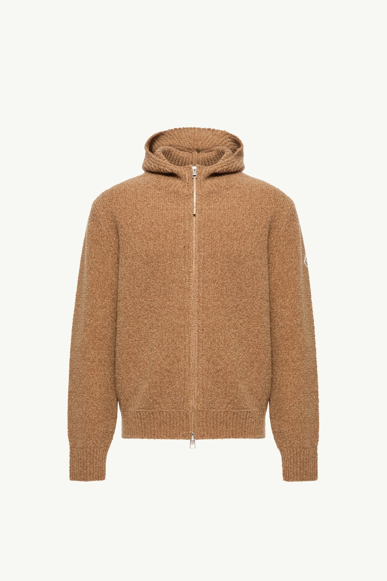 Cardigan zippé en laine bouclée mélangée Hommes Beige Moncler 2