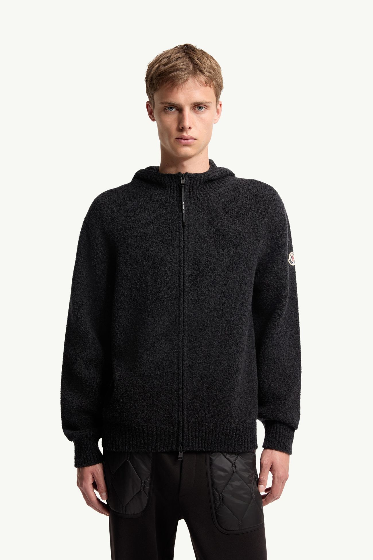 男士羊毛混纺拉链连帽卫衣 男士 黑色 Moncler 3