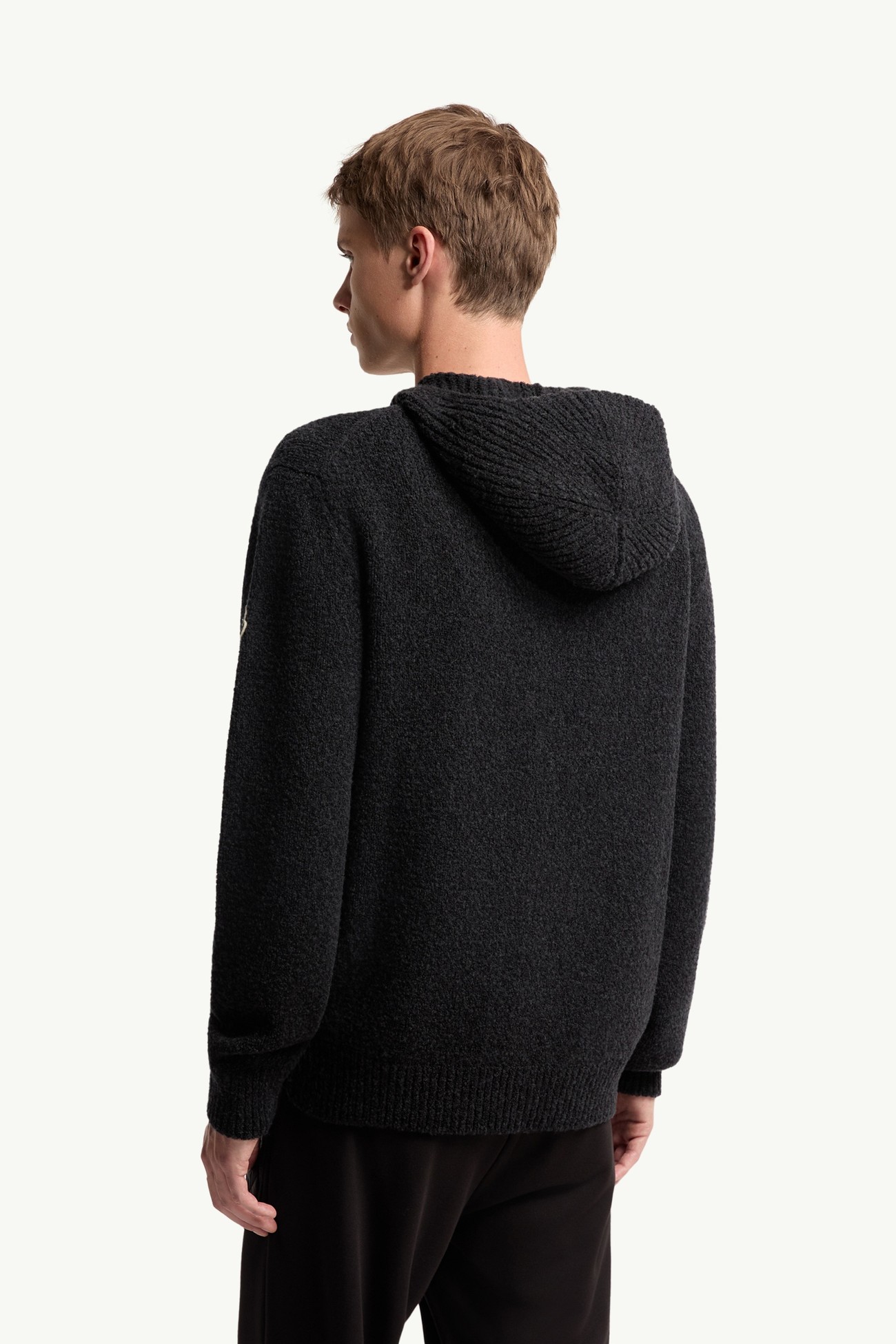 Cárdigan con cremallera de mezcla de lana bouclé Hombre Negro Moncler 4