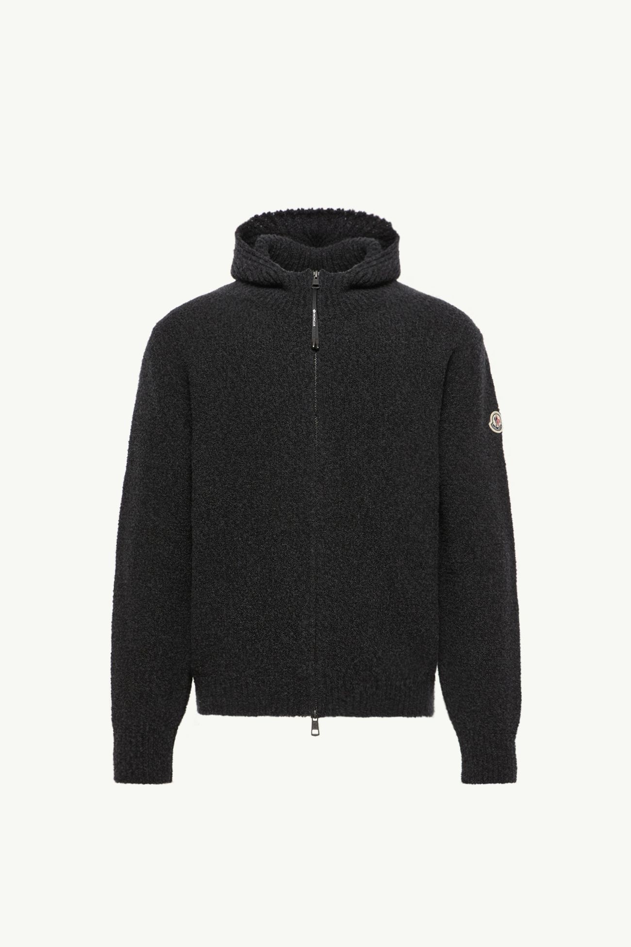 毛圈布羊毛混紡拉鏈連帽衫 男士 黑色 Moncler 2