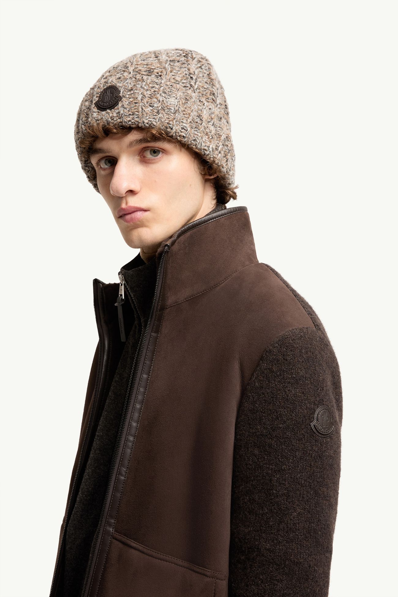 Wool  Zip-Up Cardigan Men Brown Moncler 1