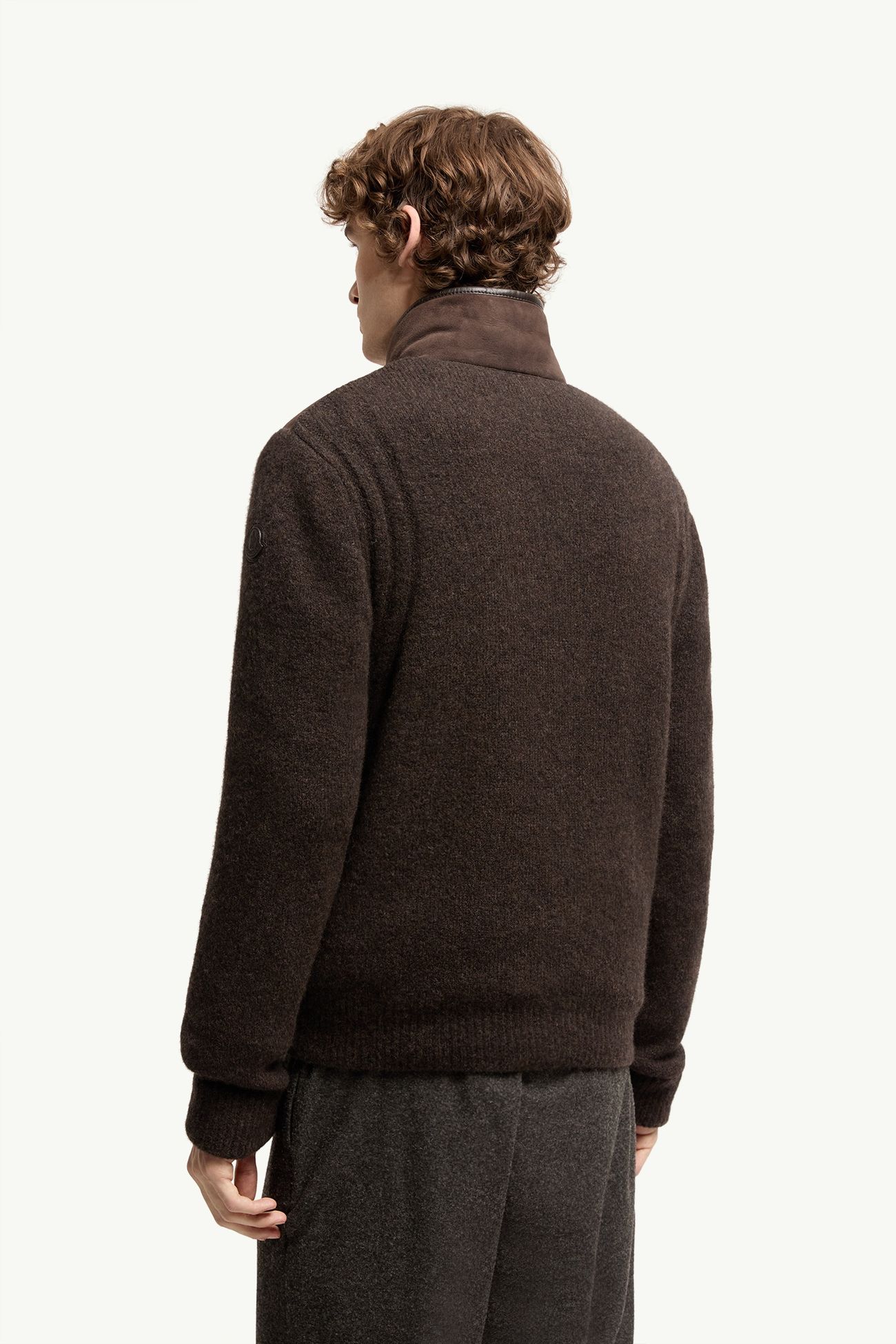 Wool  Zip-Up Cardigan Men Brown Moncler 4