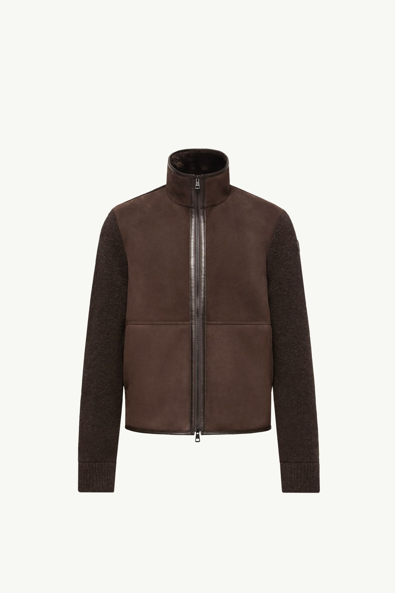Wool  Zip-Up Cardigan Men Brown Moncler 2