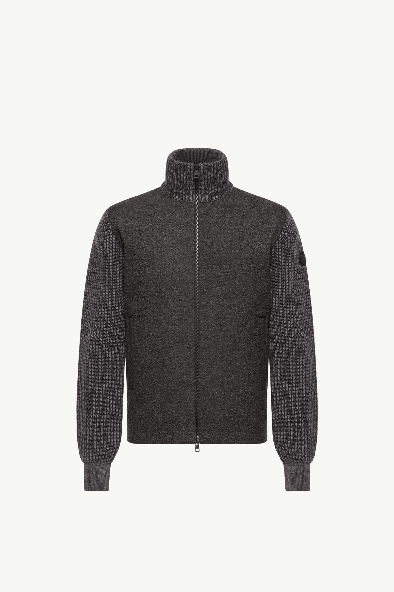 Wool & Cashmere Blend Zip-Up Padded Cardigan Men Dark Gray Moncler, 1 of 0