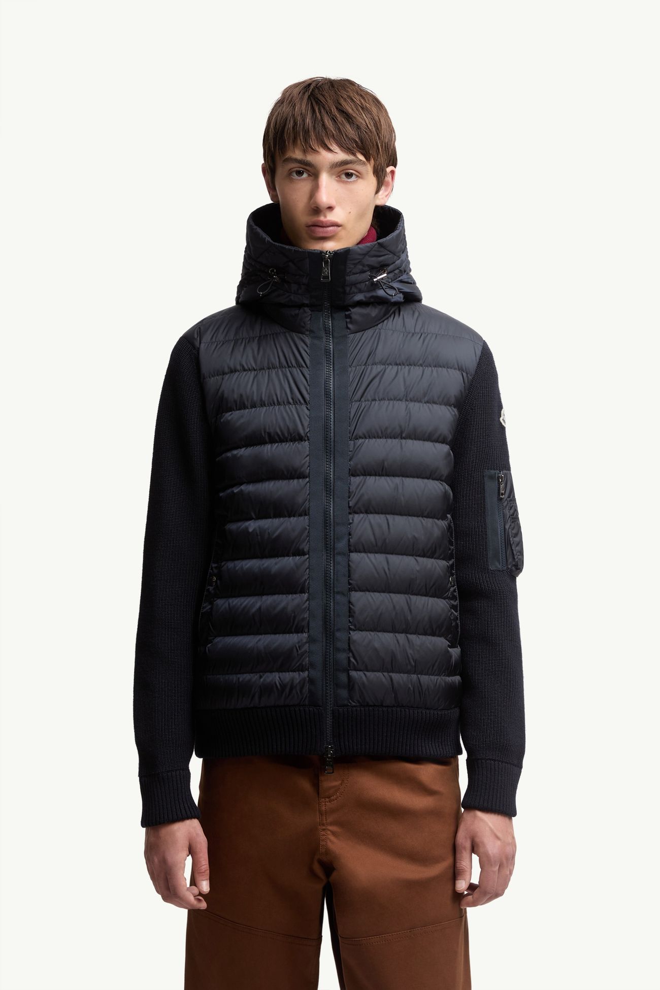 夾層拉鏈開襟毛衣 男士 海軍藍色 Moncler 3