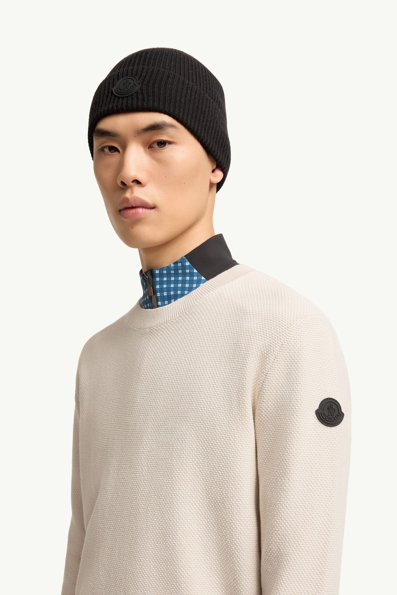 Pullover aus Baumwollstrick Herren Weiß-Elfenbein Moncler 1