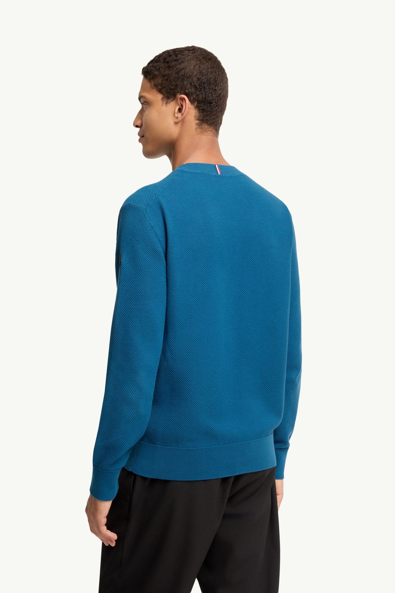 Cotton Knit Sweater Men Ink Blue Moncler 4