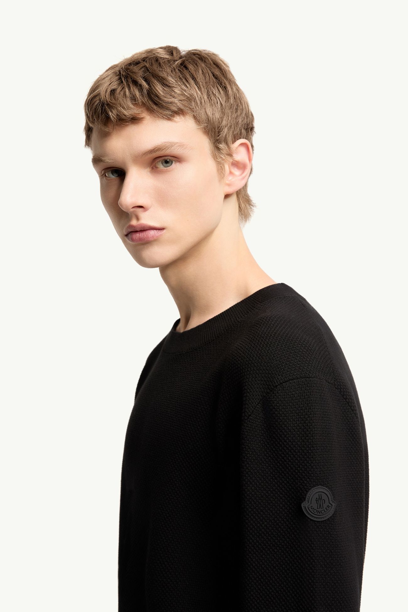 Cotton Knit Jumper Men Black Moncler 1