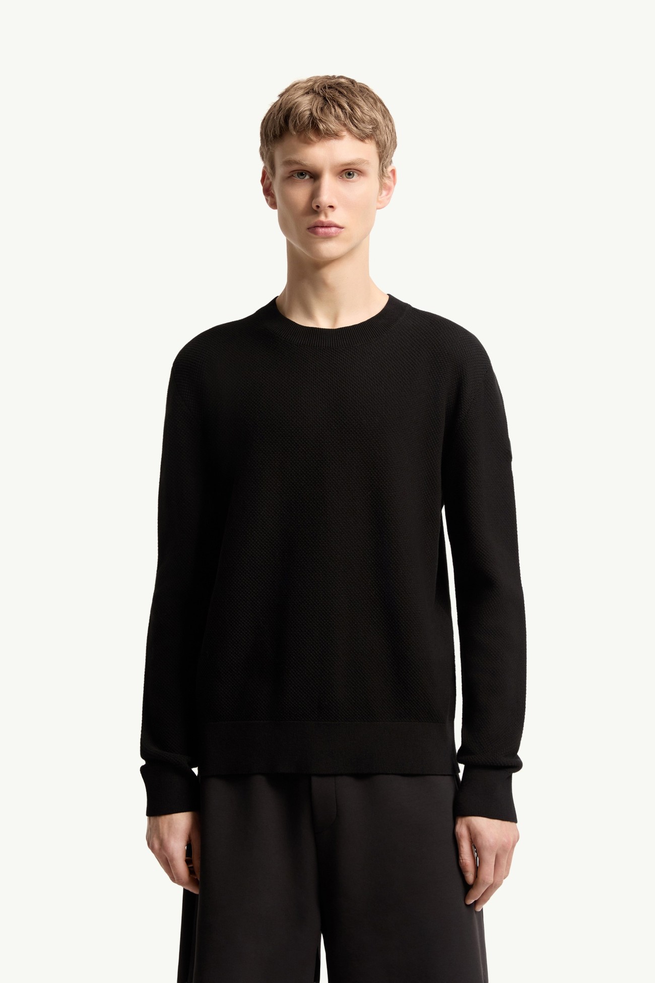 Cotton Knit Sweater Men Black Moncler 3