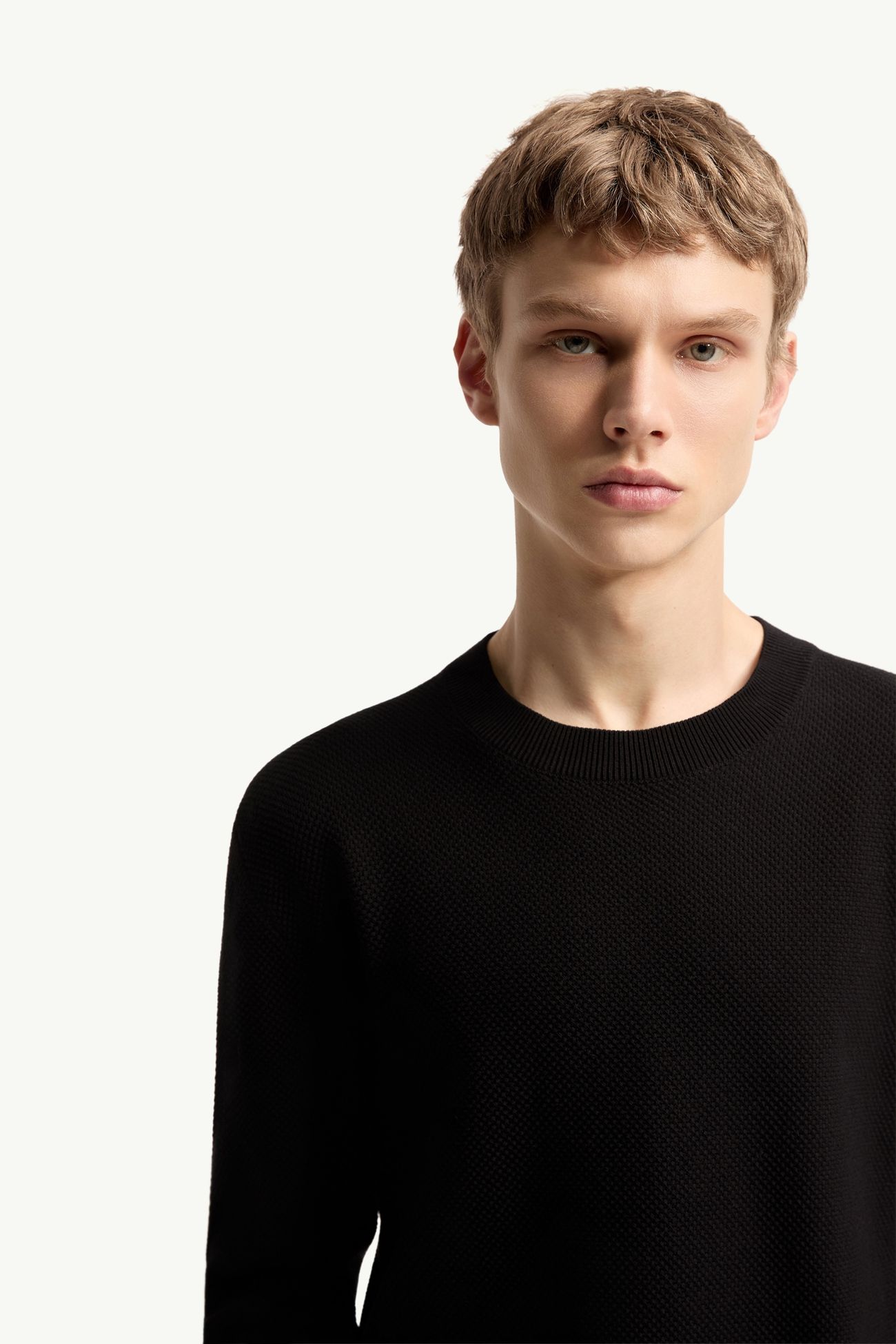 Cotton Knit Sweater Men Black Moncler 5