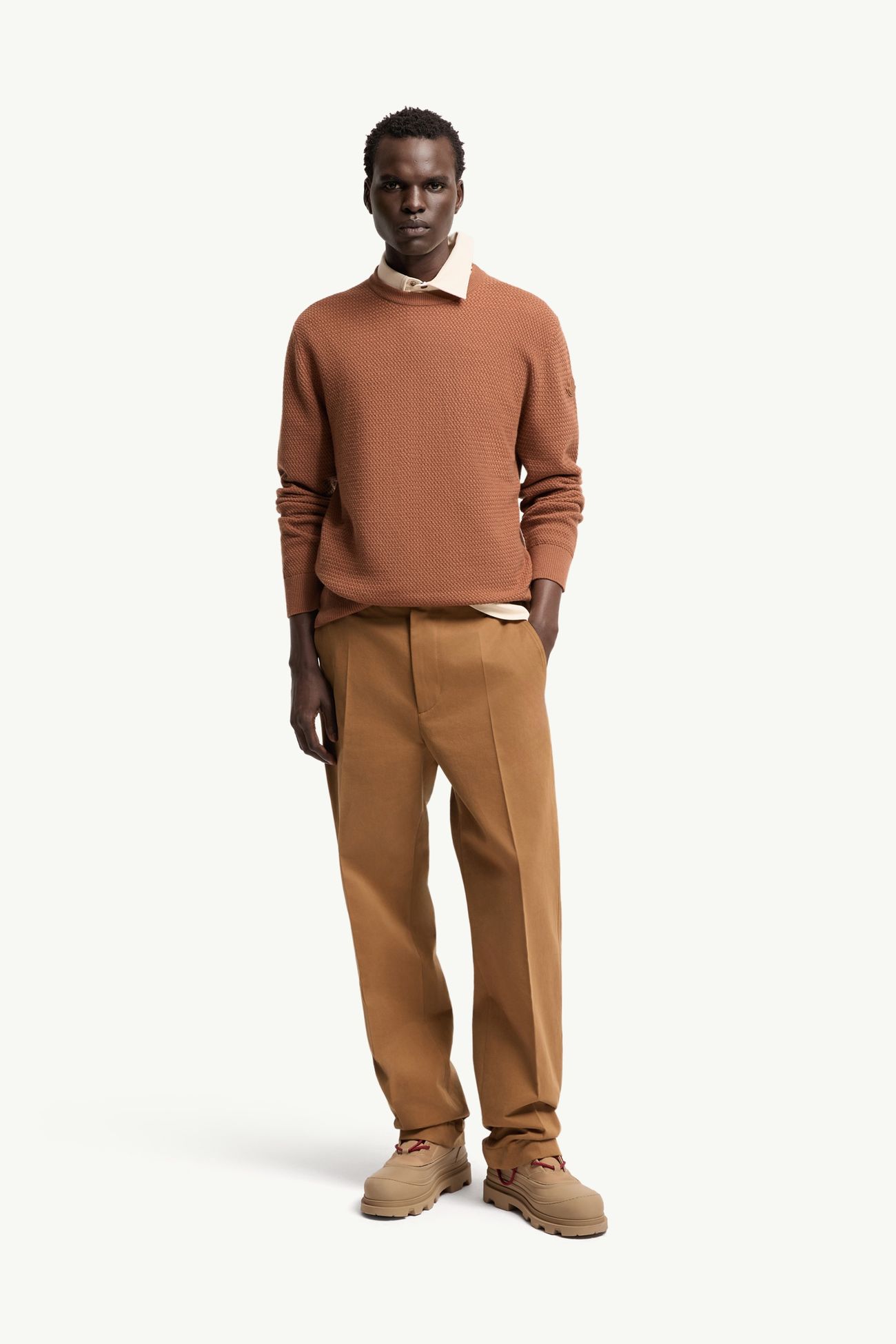 Jersey de lana y cachemira texturizado Hombre Rojo Marrón Moncler 0