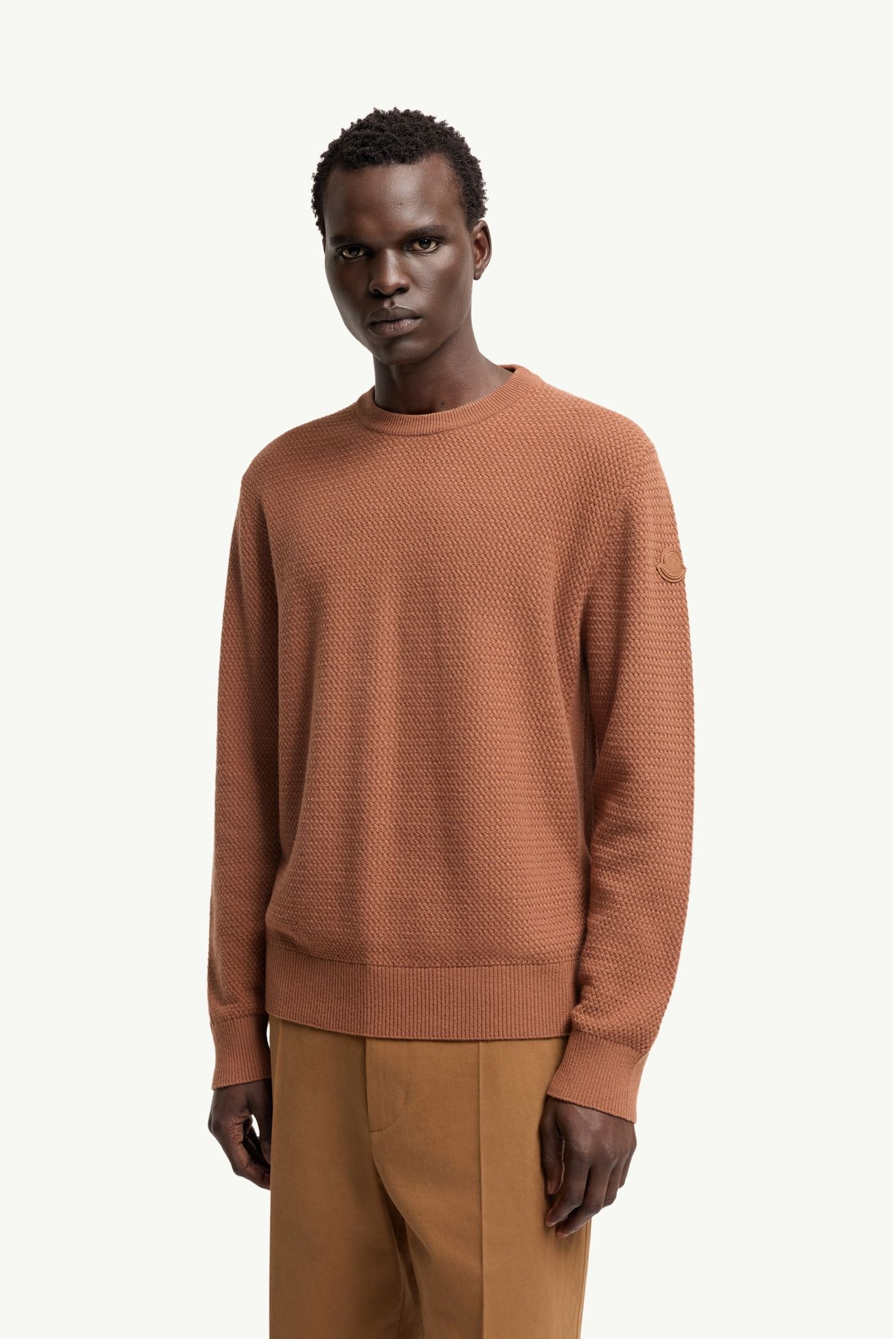 Textured Cashmere & Wool Sweater Men Red Brown Moncler 3