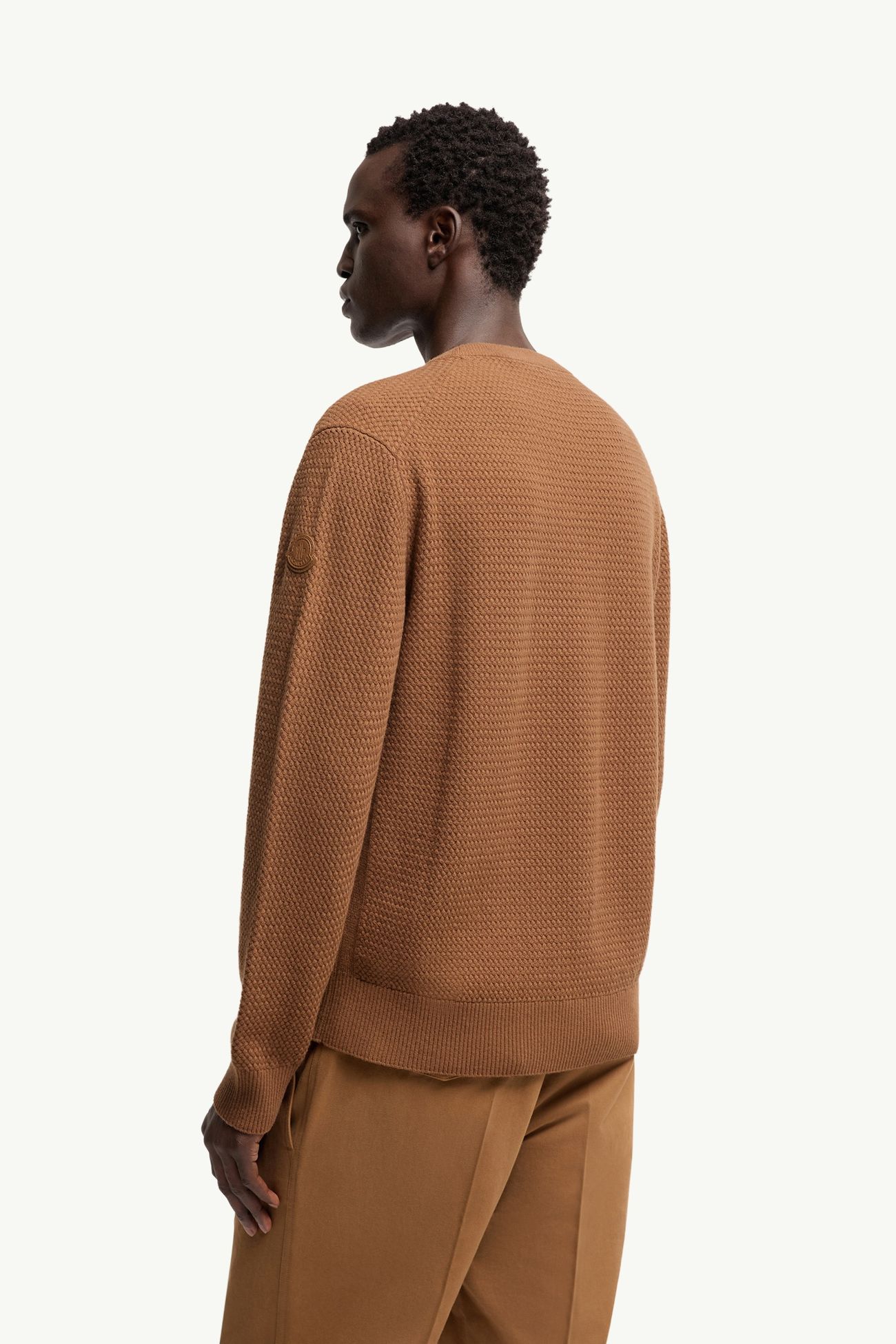 Pull en laine et cachemire texturé Hommes Rouge Marron Moncler 4
