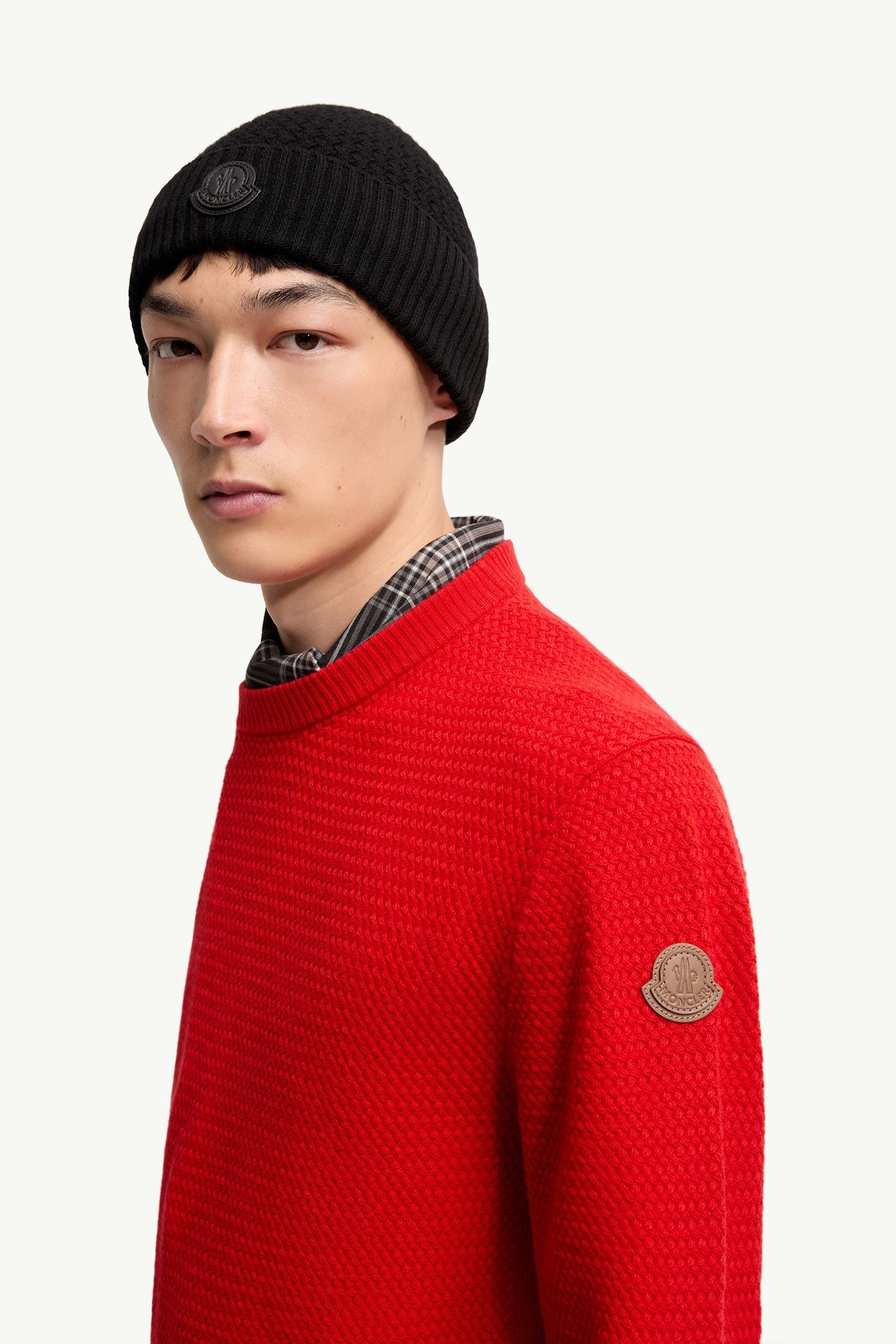 男士纹理山羊绒和羊毛毛衣 男士 红色 Moncler 1