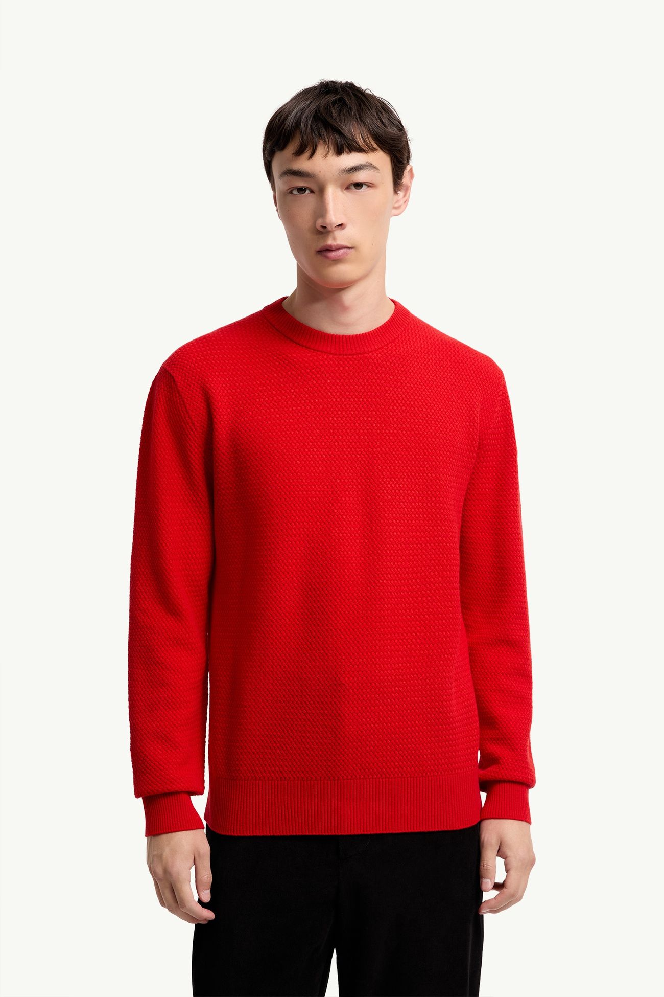 Textured Cashmere & Wool Sweater Men Red Moncler 3