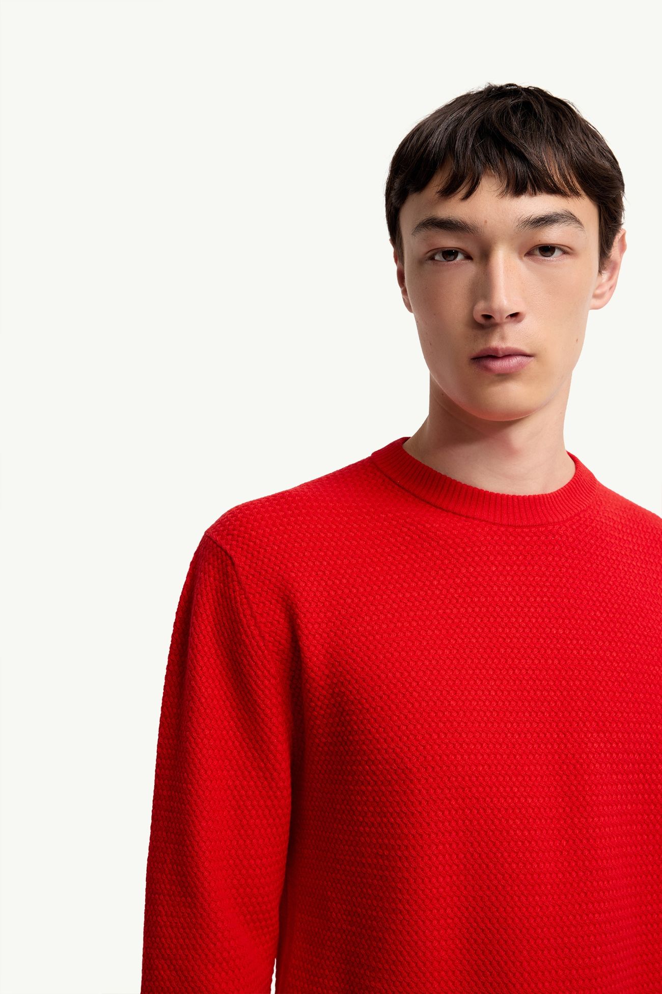 Pull en laine et cachemire texturé Hommes Rouge Moncler 5