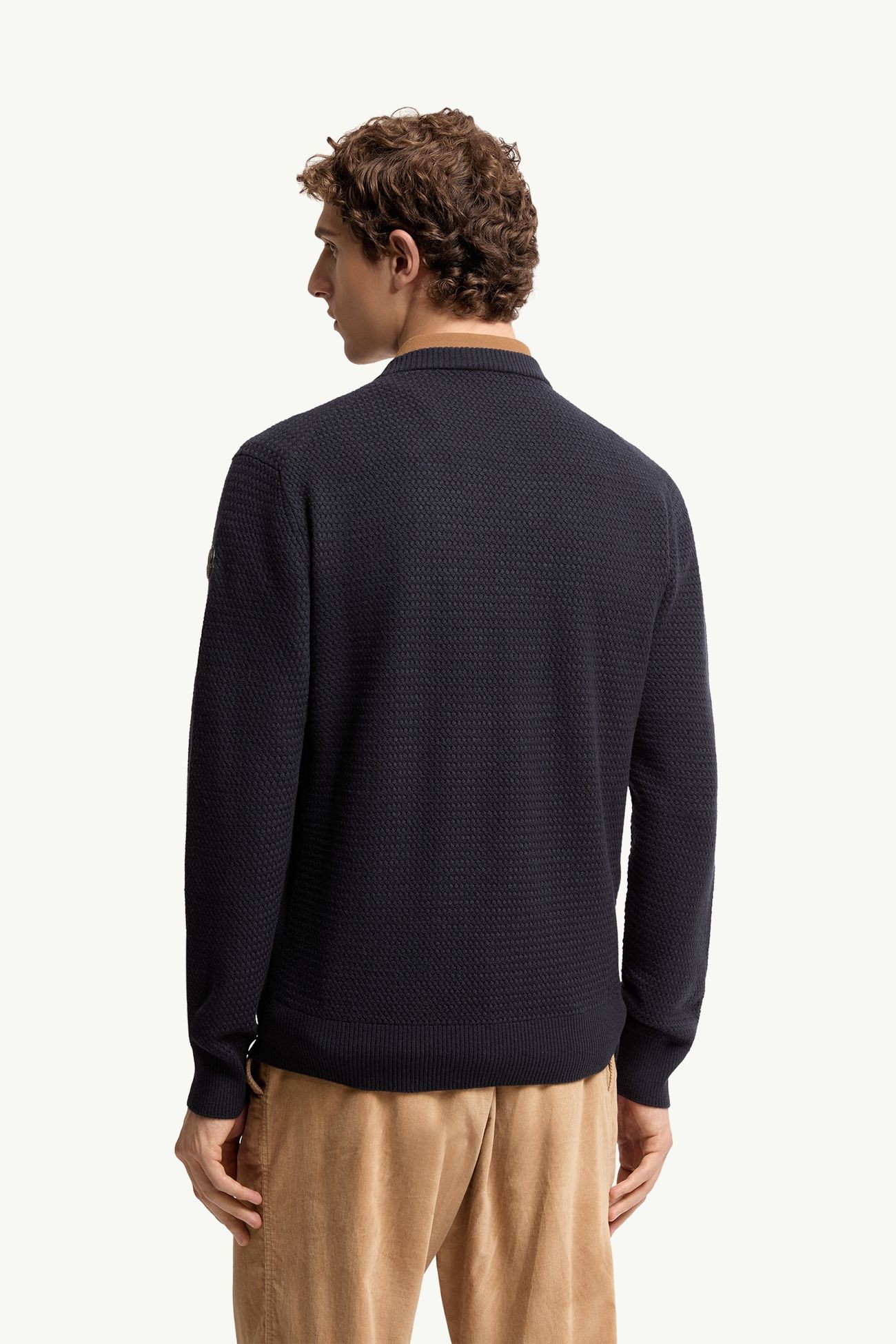 紋理羊絨羊毛毛衣 男士 海軍藍色 Moncler 4