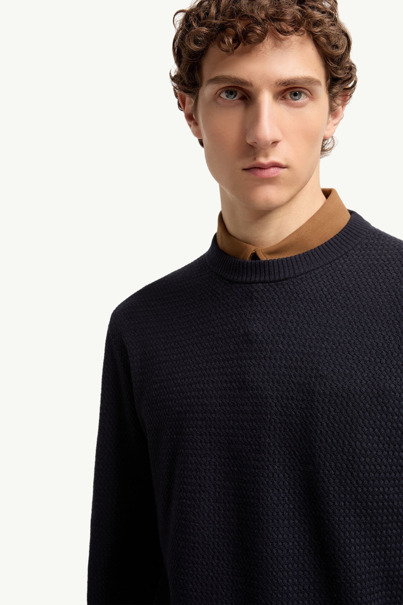 Textured Cashmere & Wool Sweater Men Navy Blue Moncler 5