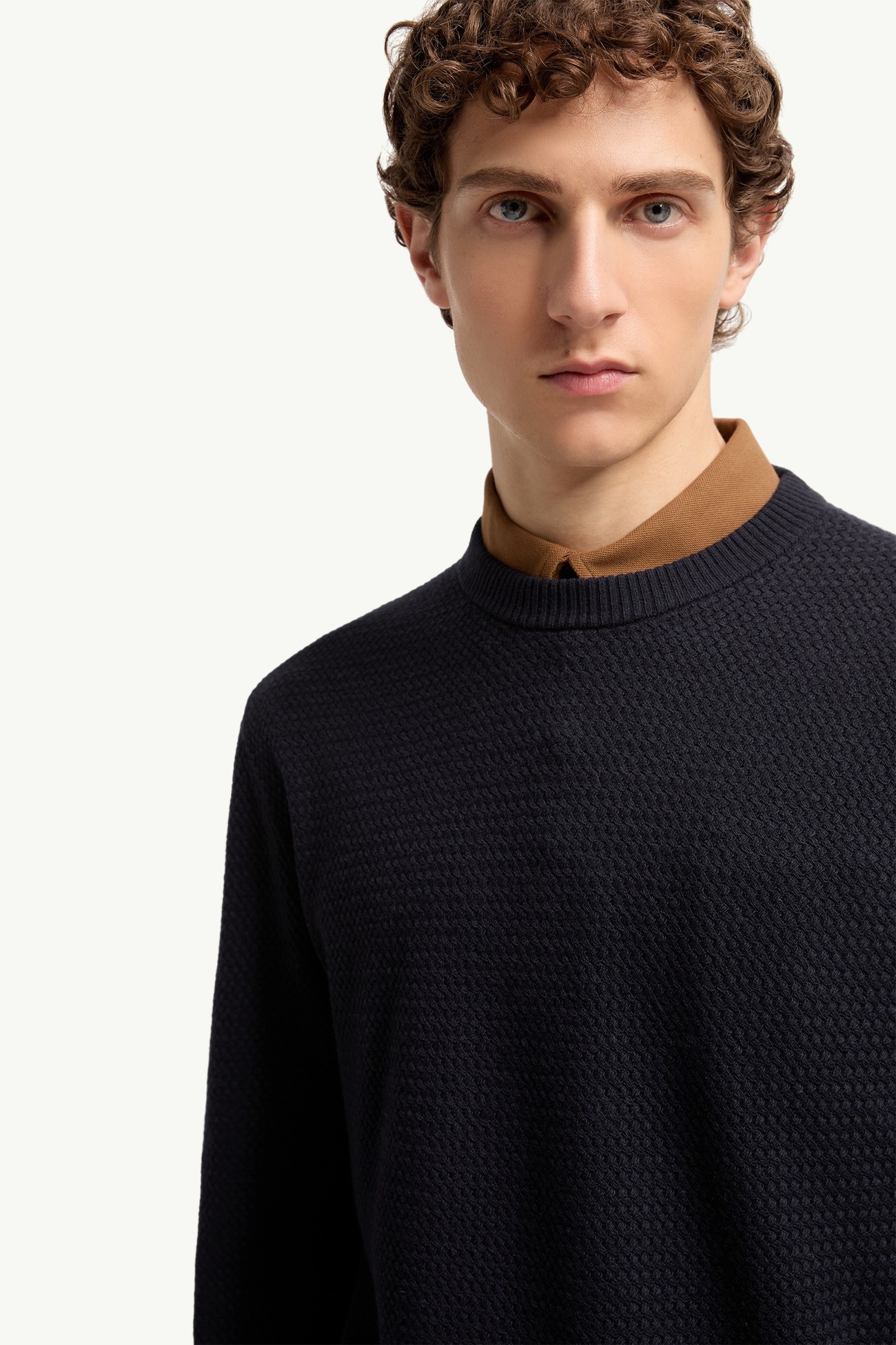 Textured Cashmere & Wool Sweater Men Navy Blue Moncler 5