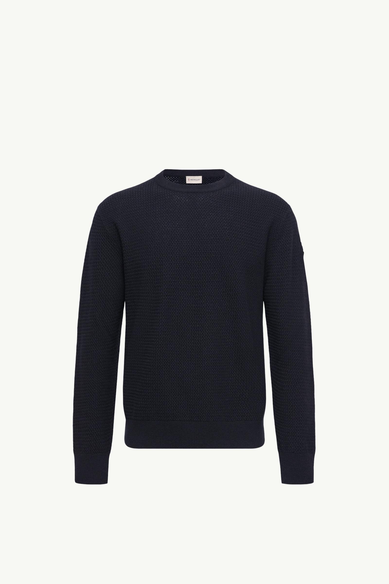 Navy Blue Textured Cashmere & Wool Jumper - Sweaters & Cardigans