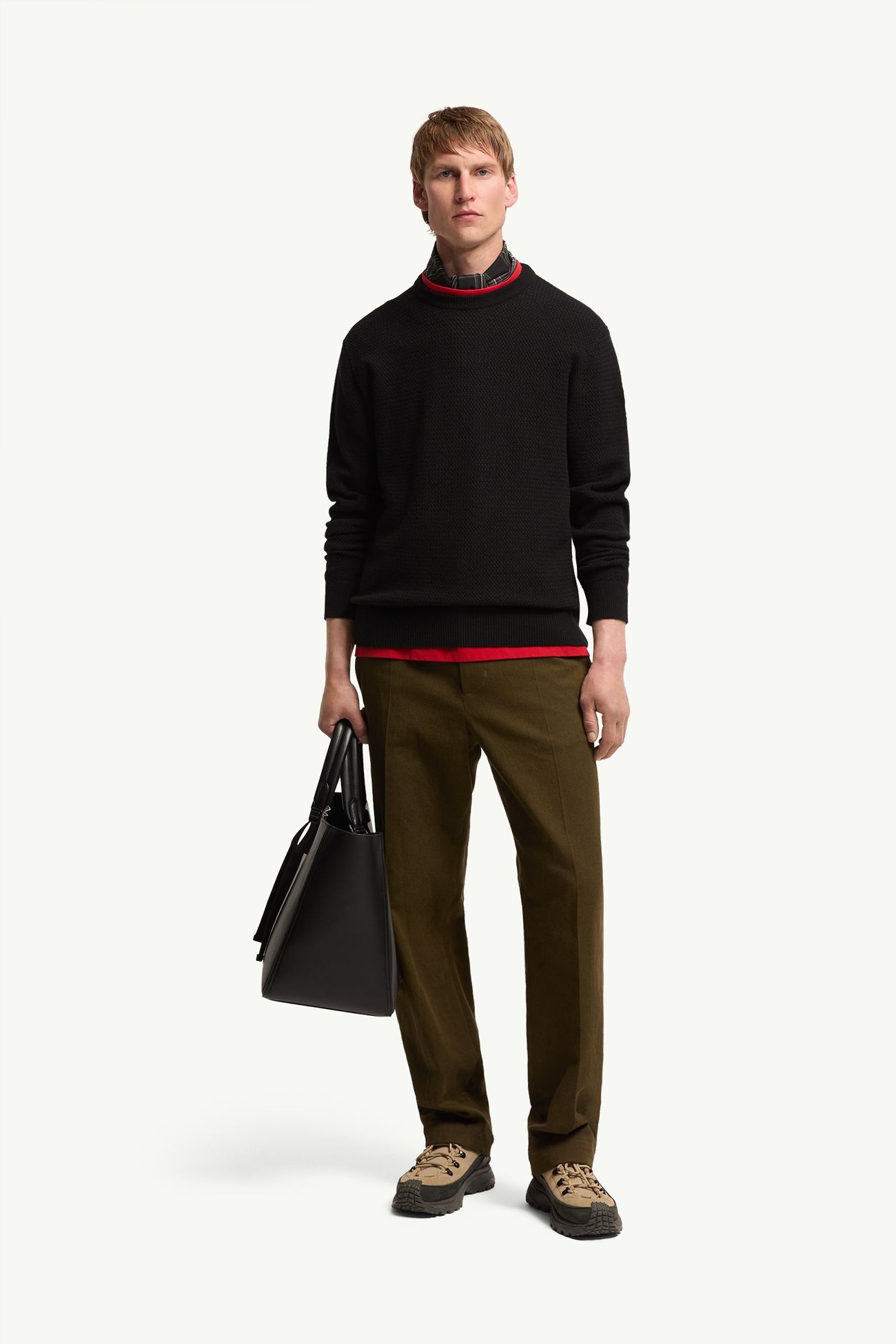 Maglione in lana e cashmere testurizzato Uomo Nero Moncler 0