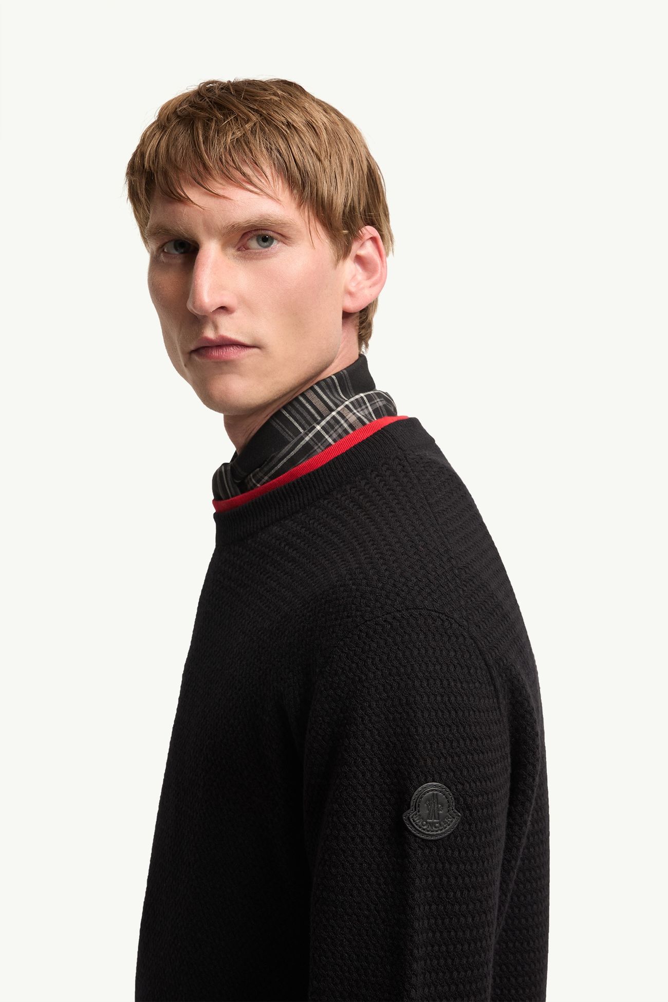 Textured Cashmere & Wool Sweater Men Black Moncler 1