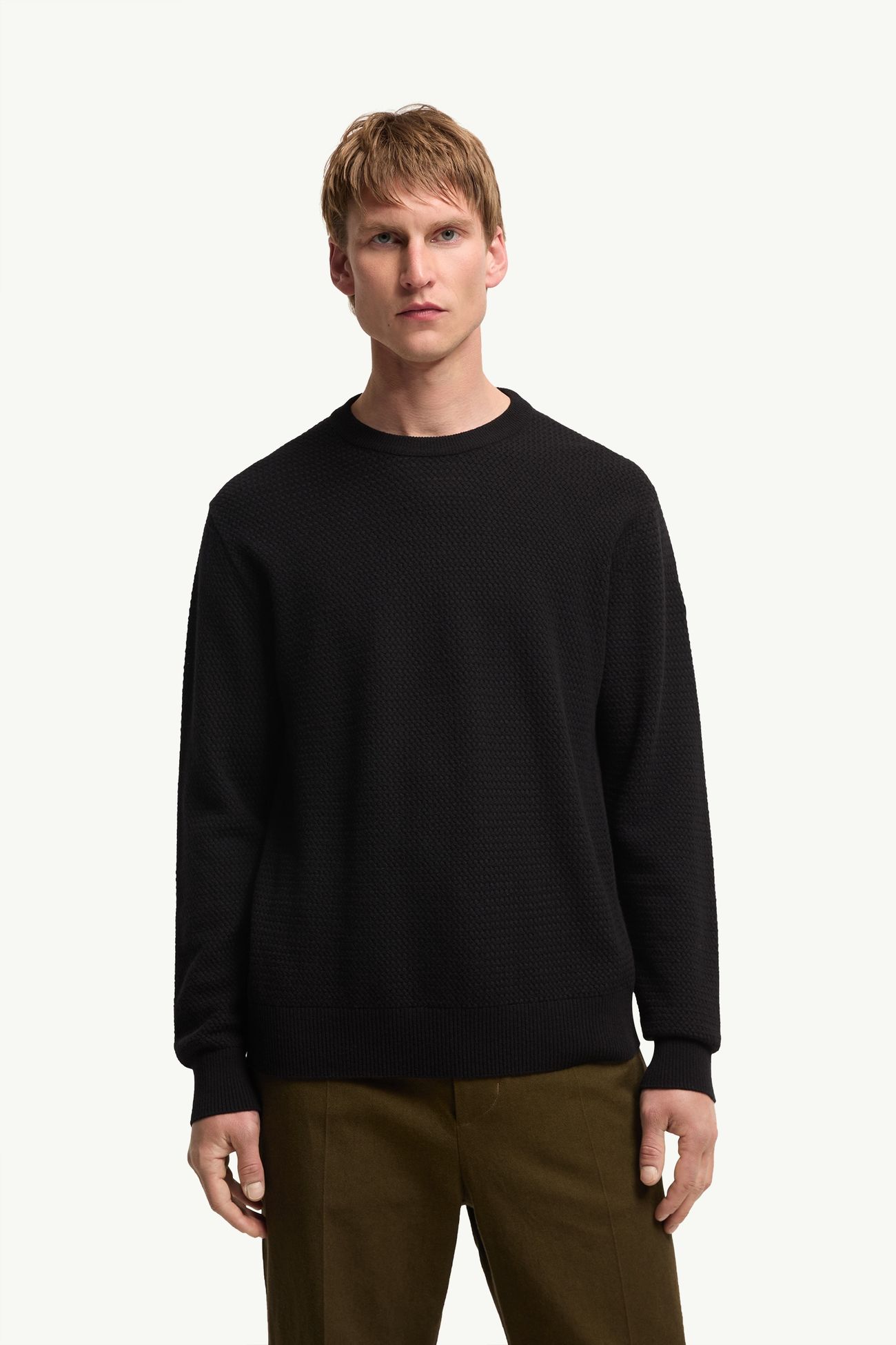 Textured Cashmere & Wool Sweater Men Black Moncler 3
