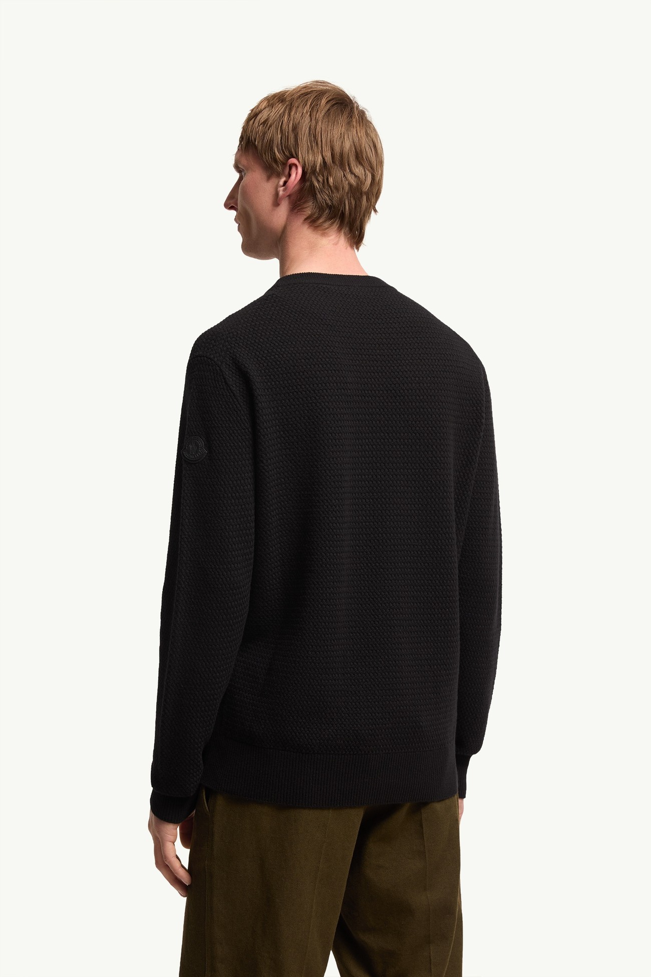 Textured Cashmere & Wool Sweater Men Black Moncler 4