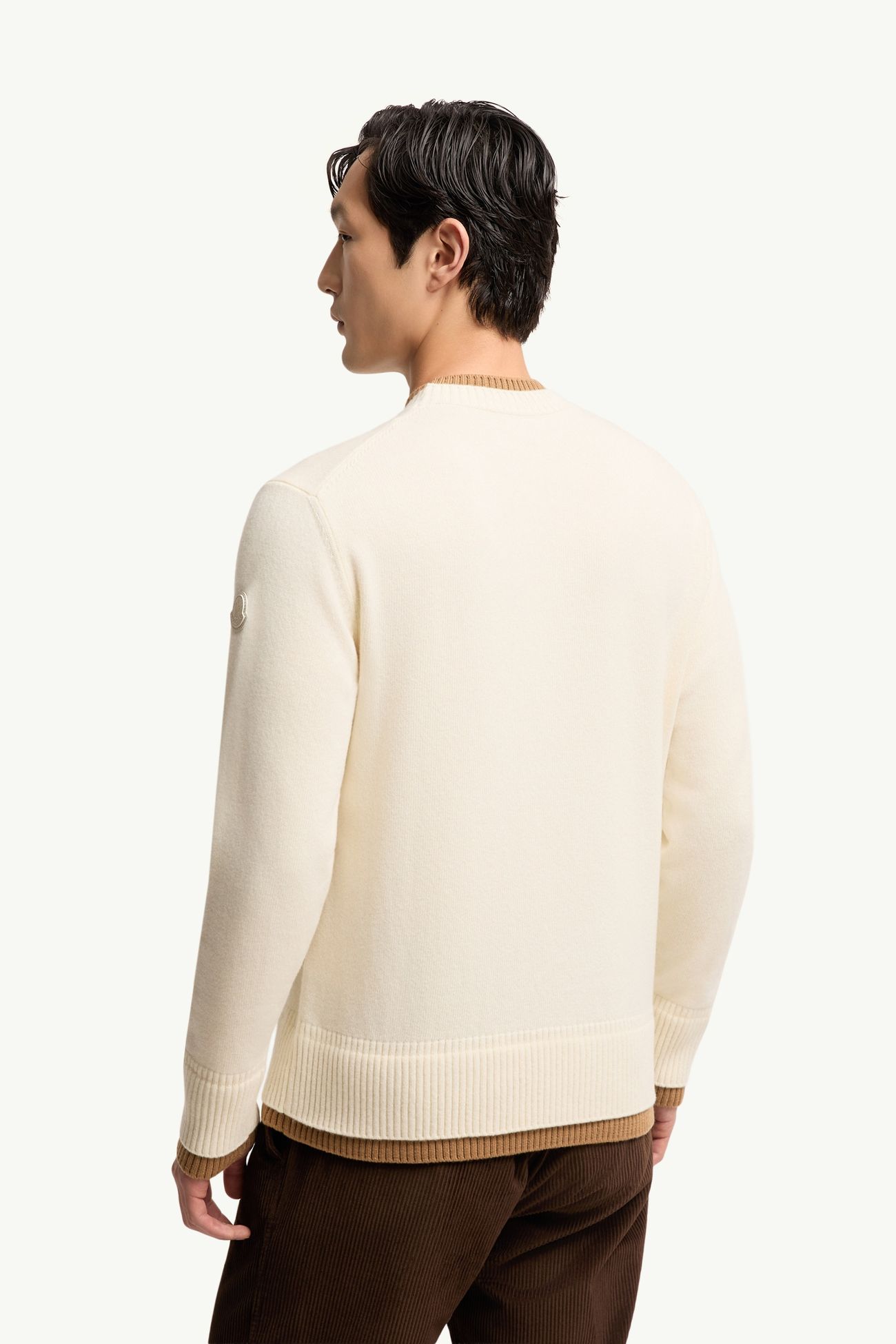Leather Logo Wool & Cashmere Blend Sweater Men White Moncler 4