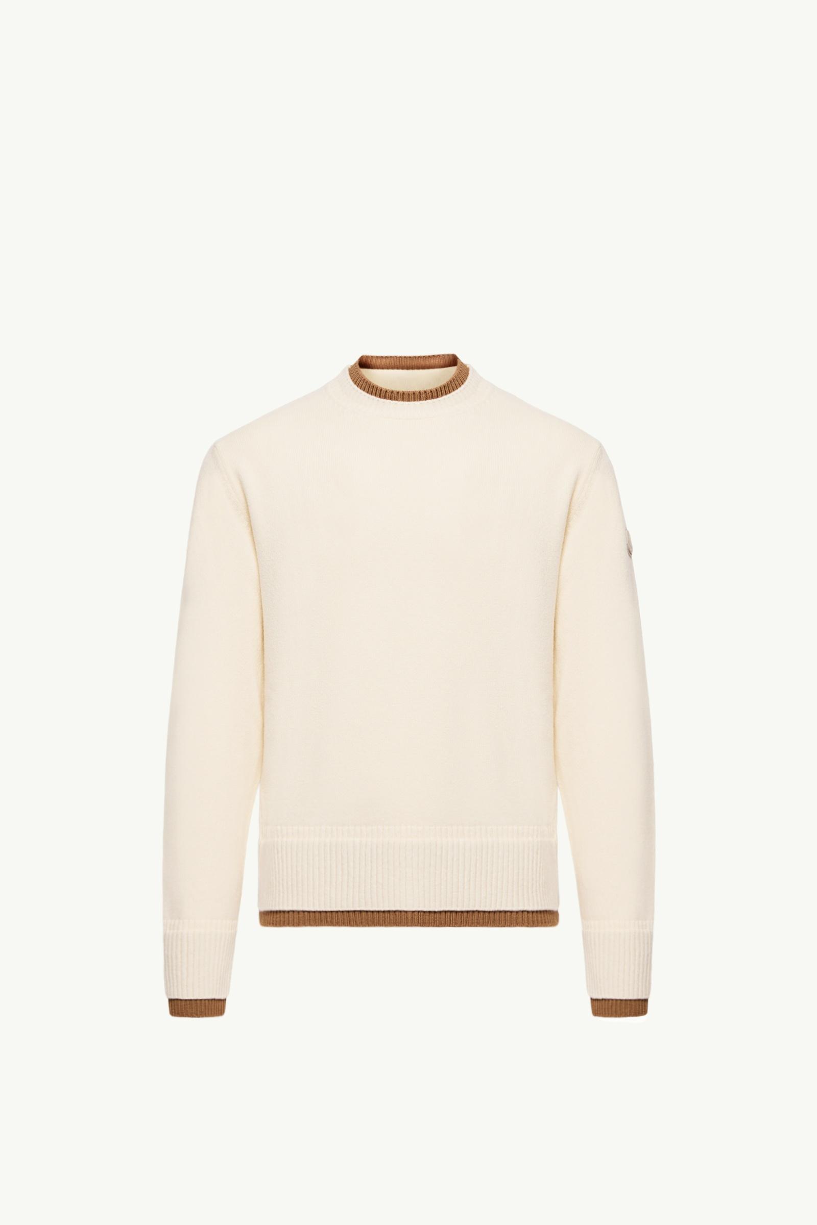 Leather Logo Wool & Cashmere Blend Sweater Men White Moncler, 1 of 0